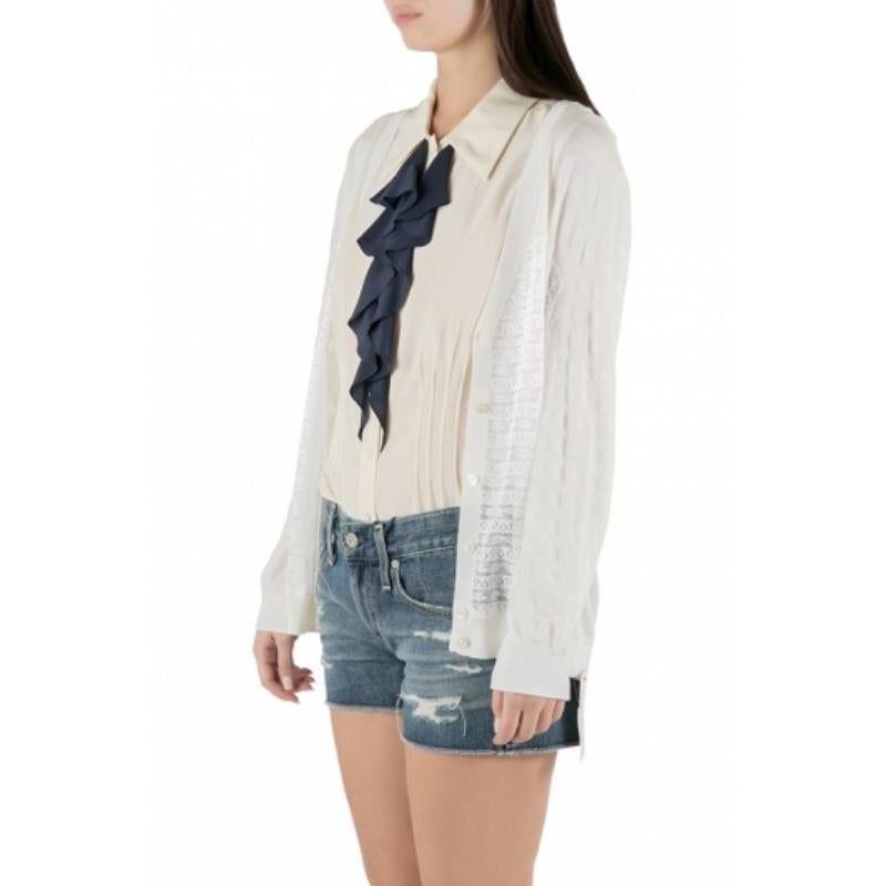 Nina Ricci Cárdigan de punto y encaje a rayas crema XL Gris en venta