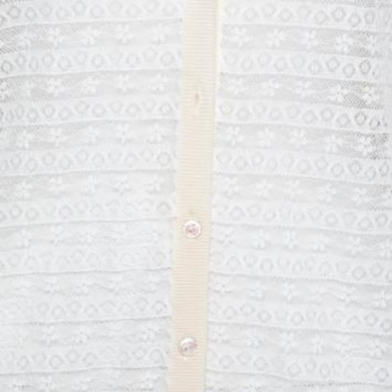 Nina Ricci Cárdigan de punto y encaje a rayas crema XL en venta 2