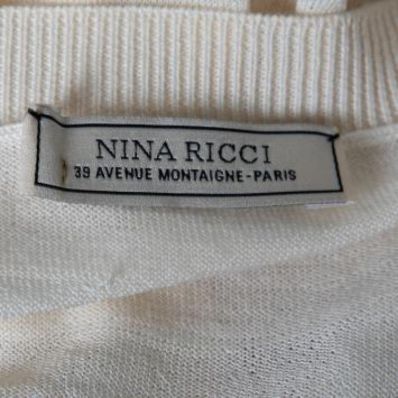 Nina Ricci Cárdigan de punto y encaje a rayas crema XL en venta 4