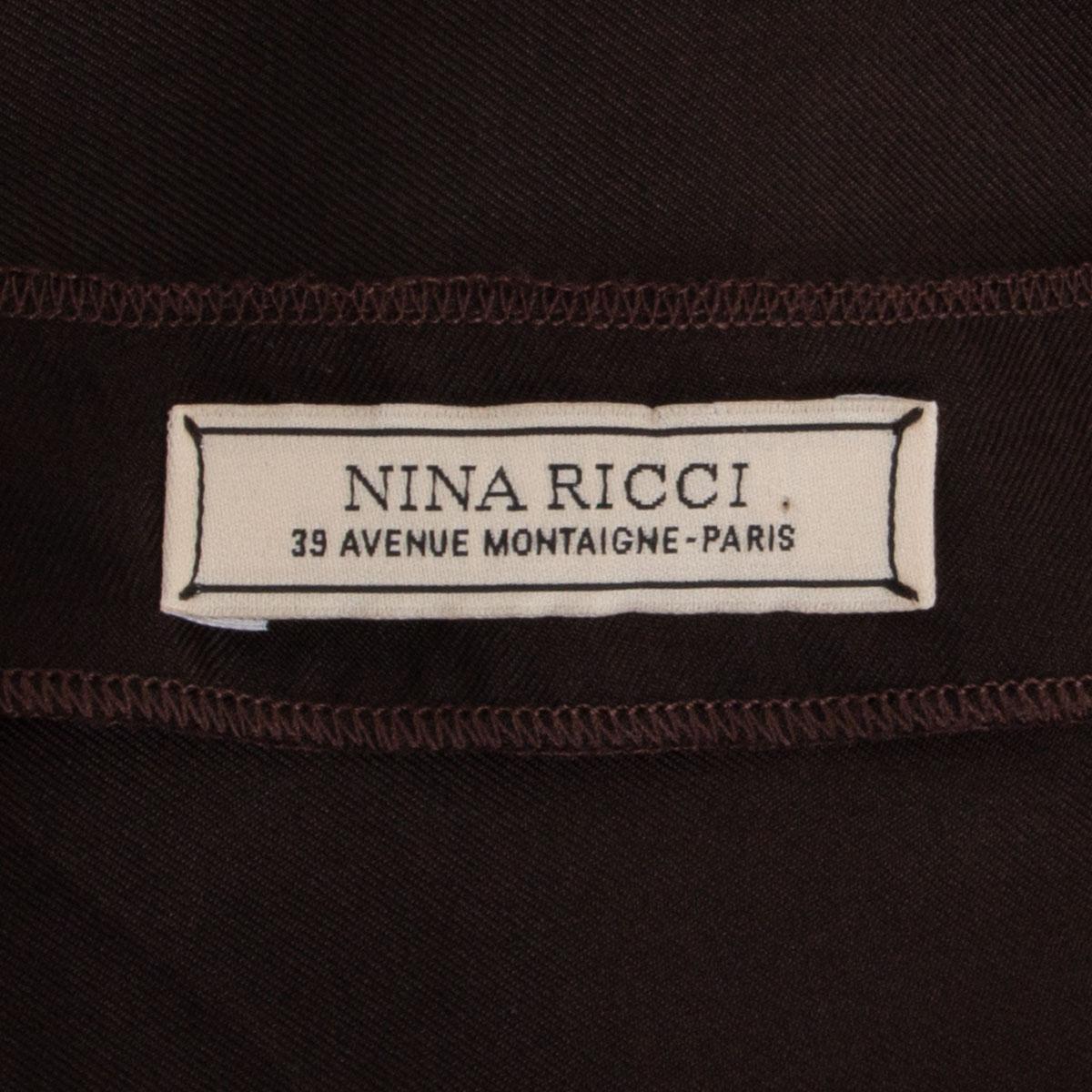 Women's NINA RICCI dark brown silk GATHERED Blouse Shirt 34 XXS For Sale