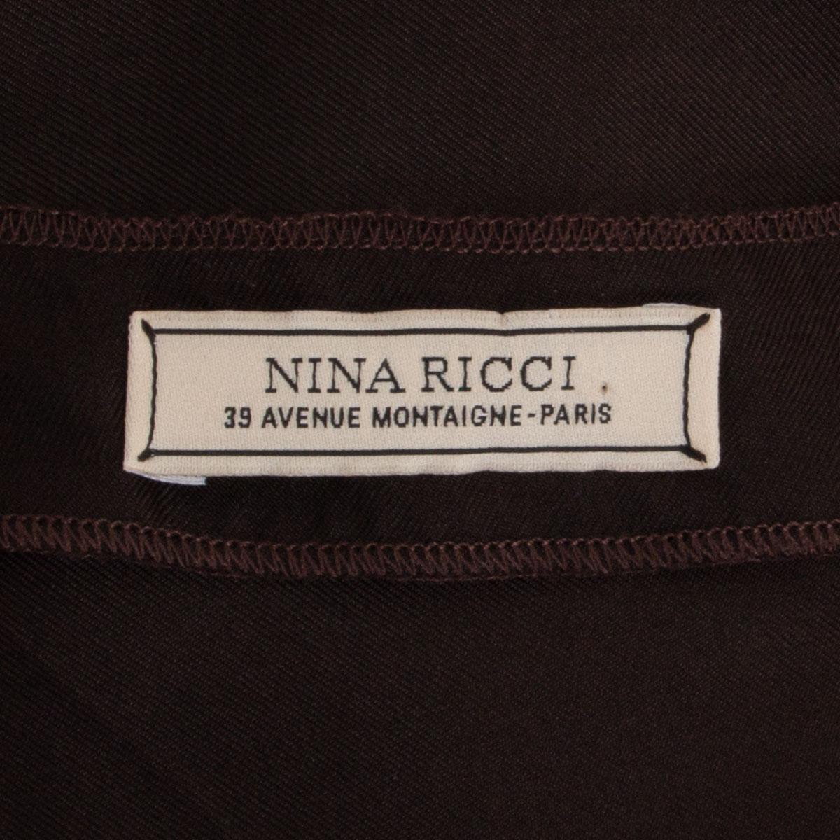 NINA RICCI dunkelbraune Seide GATHERED Bluse Shirt 34 XXS Damen im Angebot