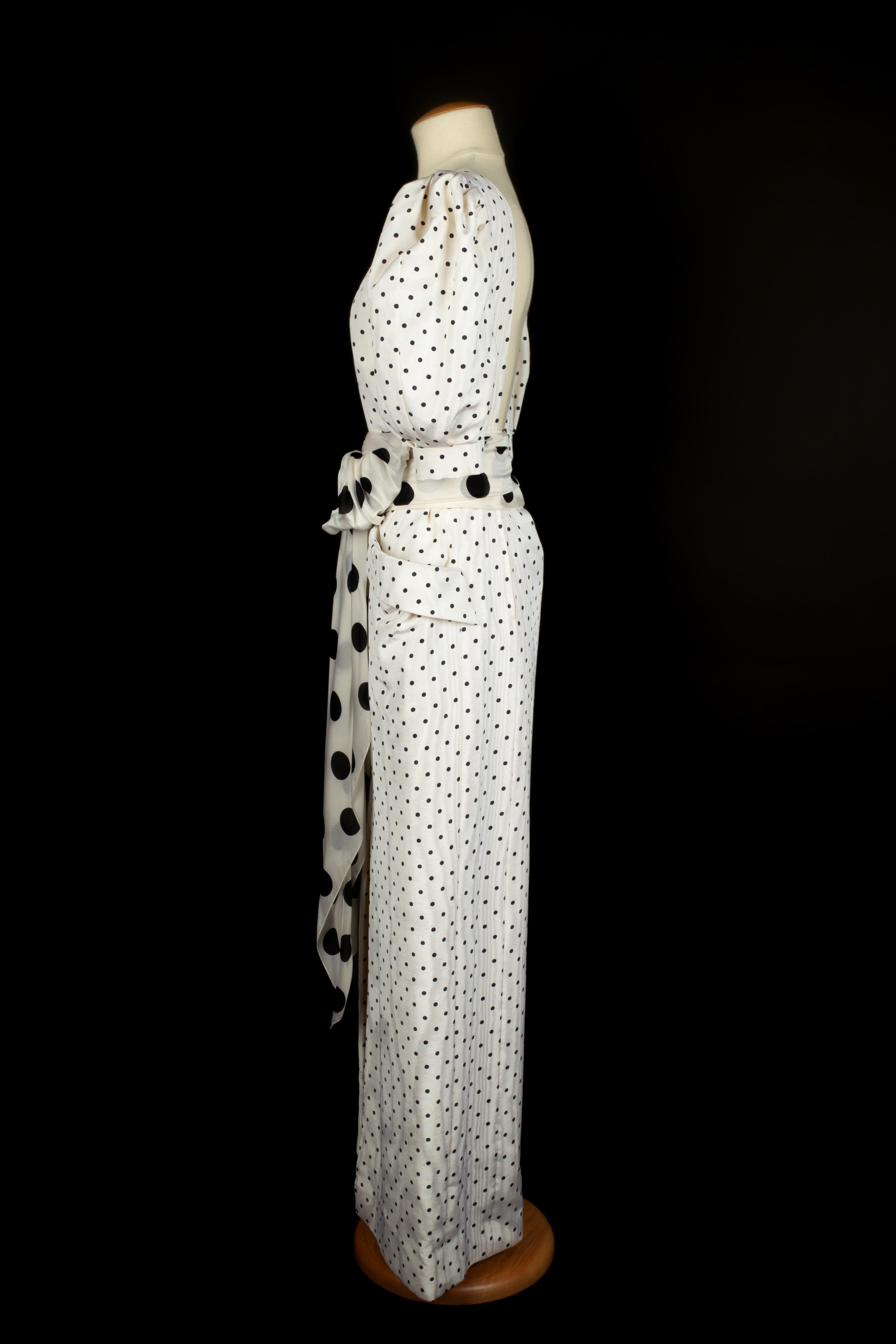 Grigio Nina Ricci abito a pois Haute Couture in vendita