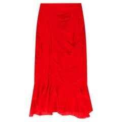 Nina Ricci Draped Silk Ruffled Midi Skirt