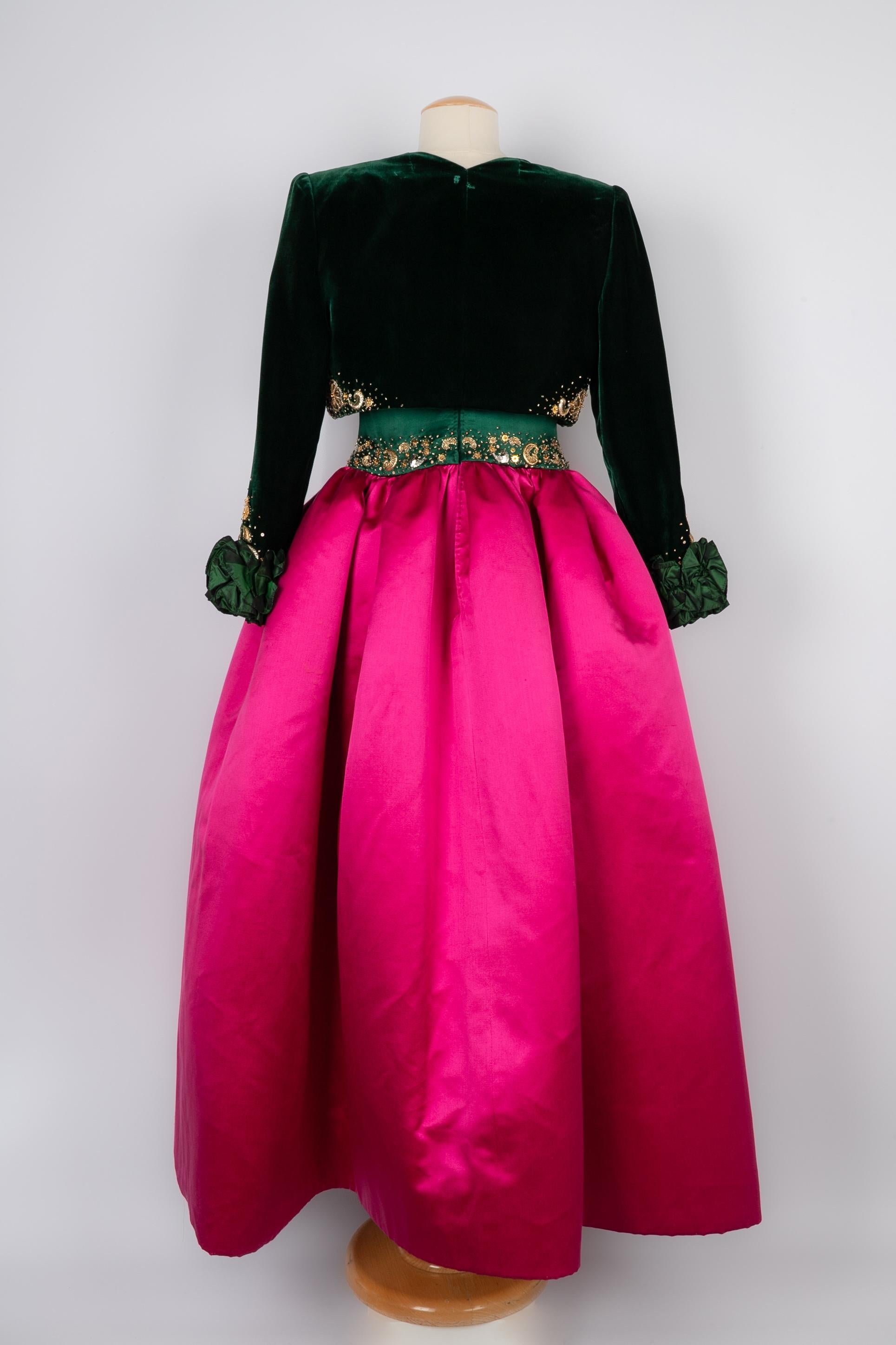 Nina Ricci dress Haute Couture 1991/1992 In Excellent Condition For Sale In SAINT-OUEN-SUR-SEINE, FR