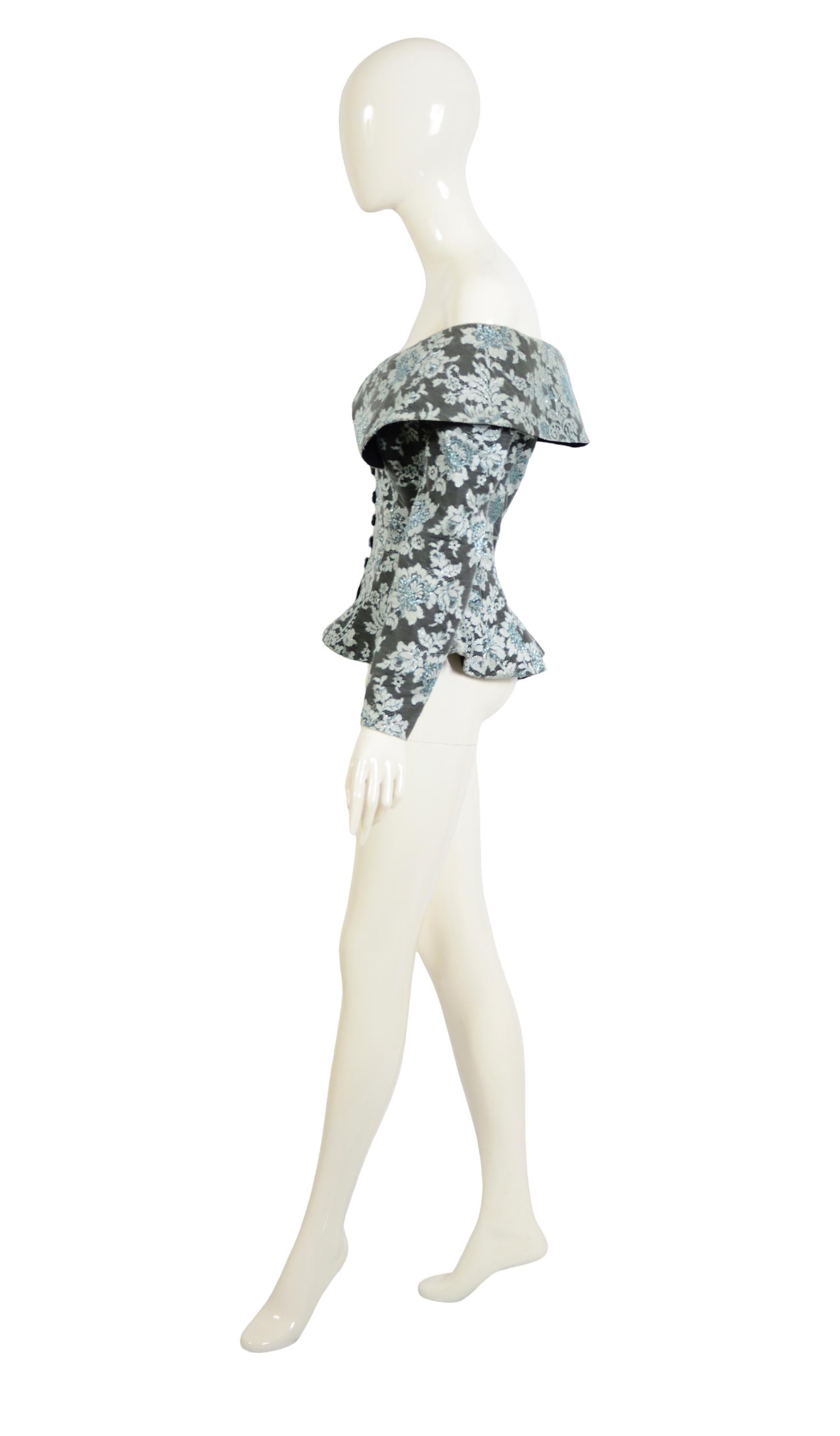 Nina Ricci Semi Couture Edition Boutique Paris Vintage 1990er Jahre Spitze & Seide Jacke im Angebot 4