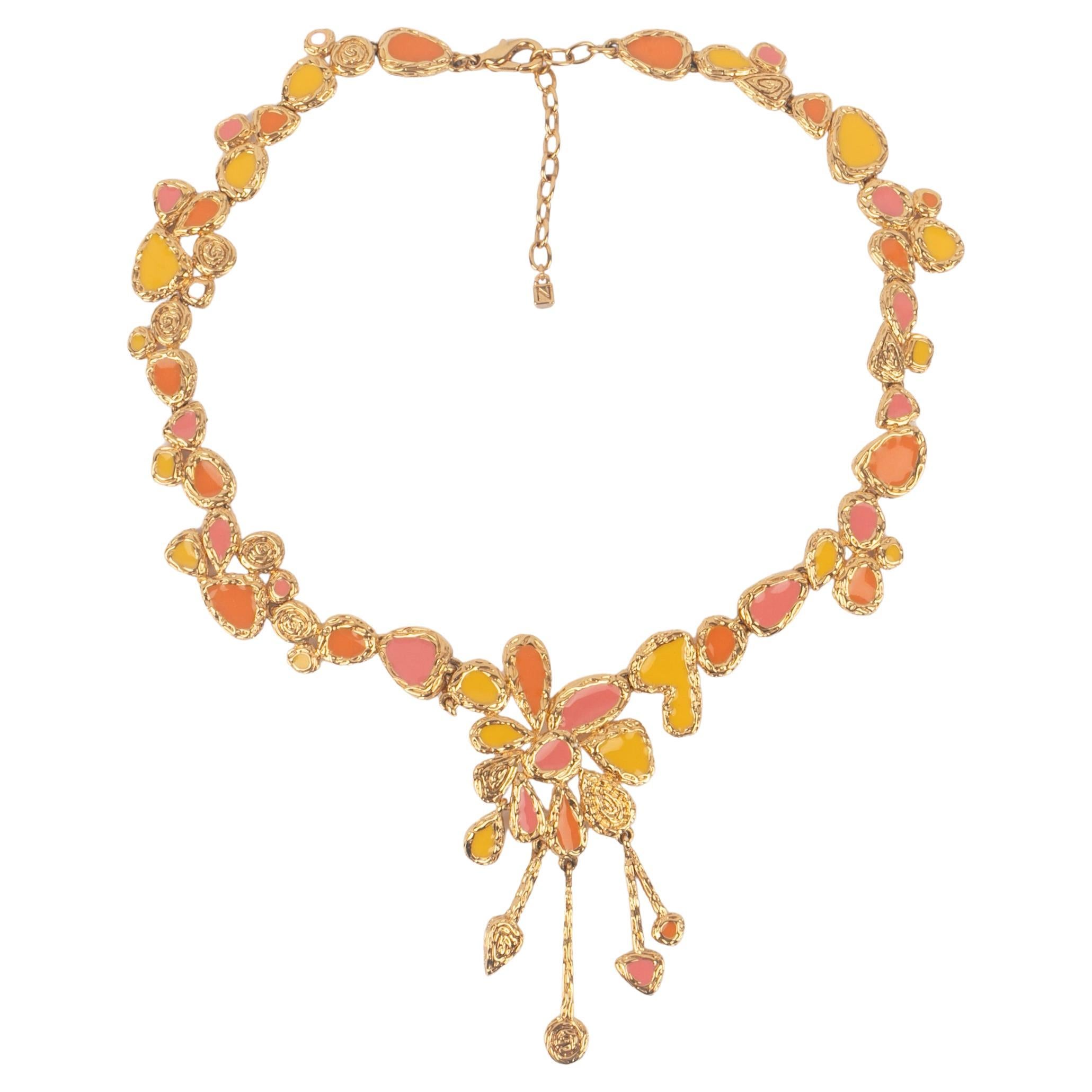 Nina Ricci enameled necklace For Sale