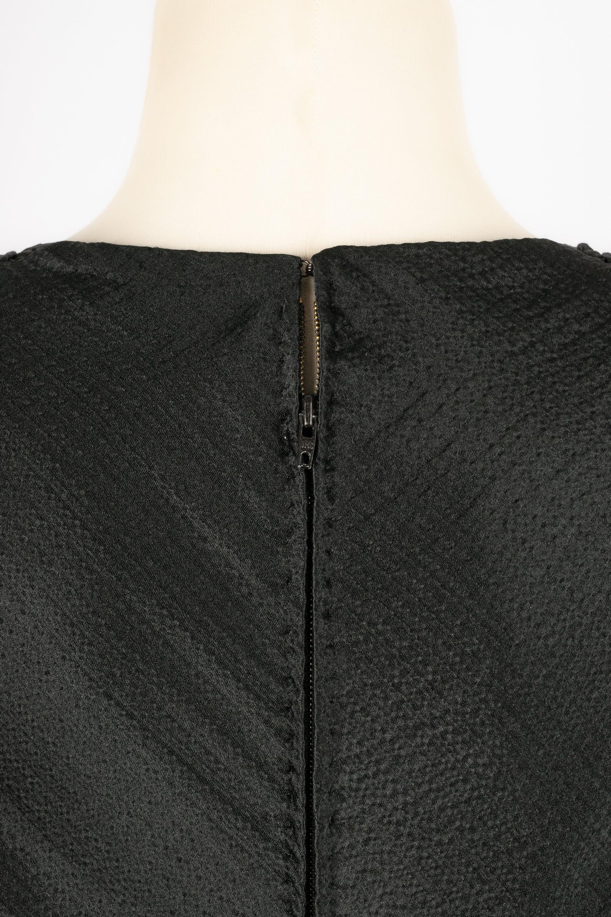 Nina Ricci Vestido de noche de Alta Costura con Seda Negra Gauffering en venta 5
