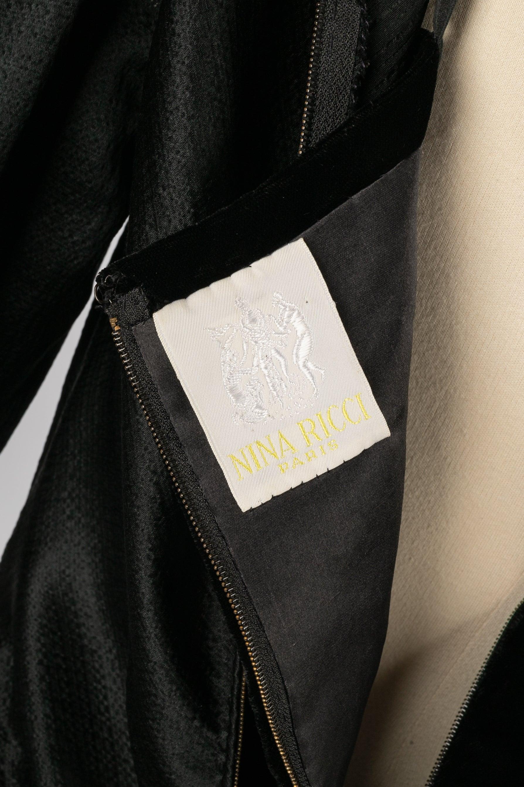 Nina Ricci Vestido de noche de Alta Costura con Seda Negra Gauffering en venta 6