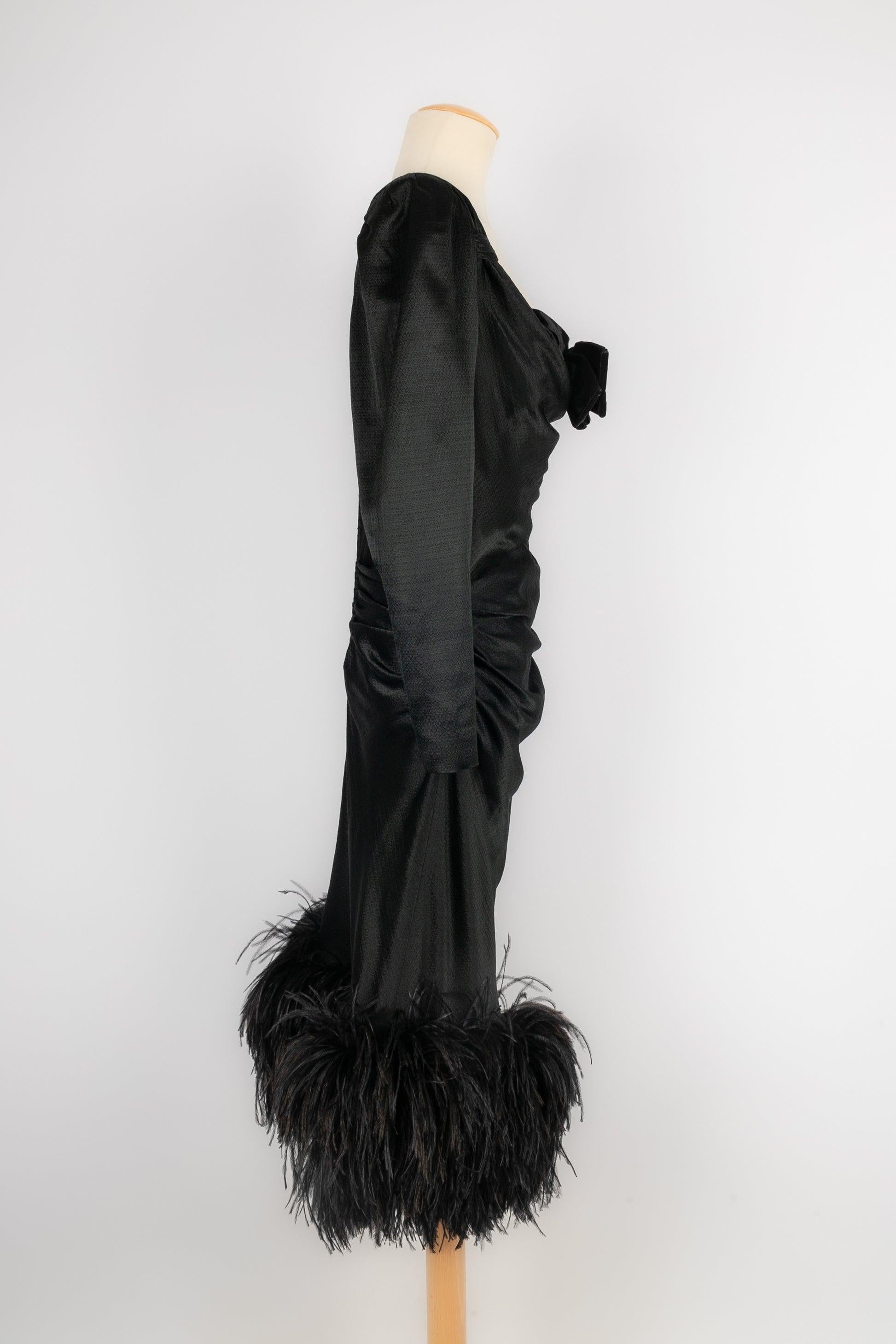 Nina Ricci Vestido de noche de Alta Costura con Seda Negra Gauffering en Excelente estado para la venta en SAINT-OUEN-SUR-SEINE, FR