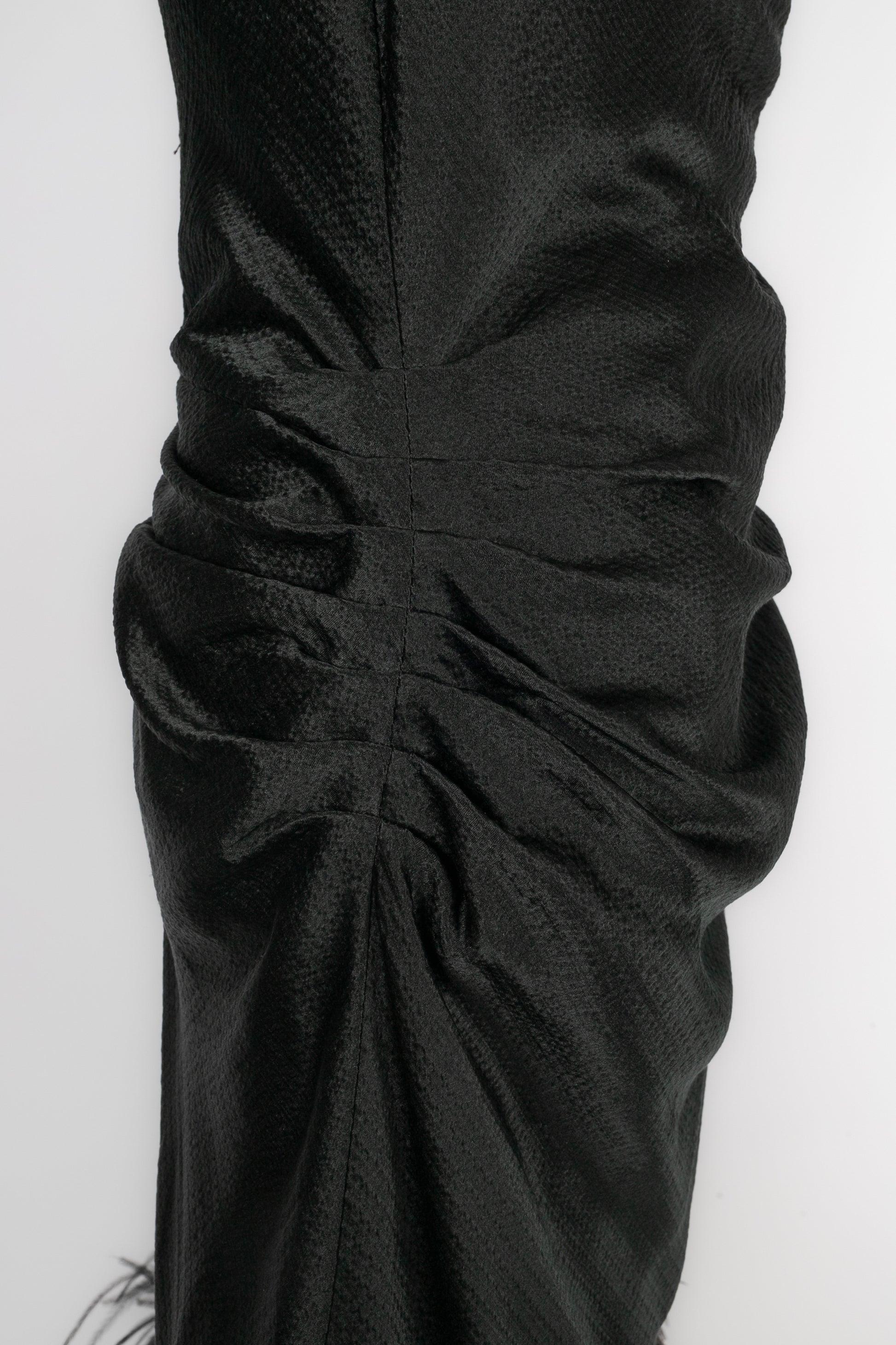 Nina Ricci Vestido de noche de Alta Costura con Seda Negra Gauffering en venta 3