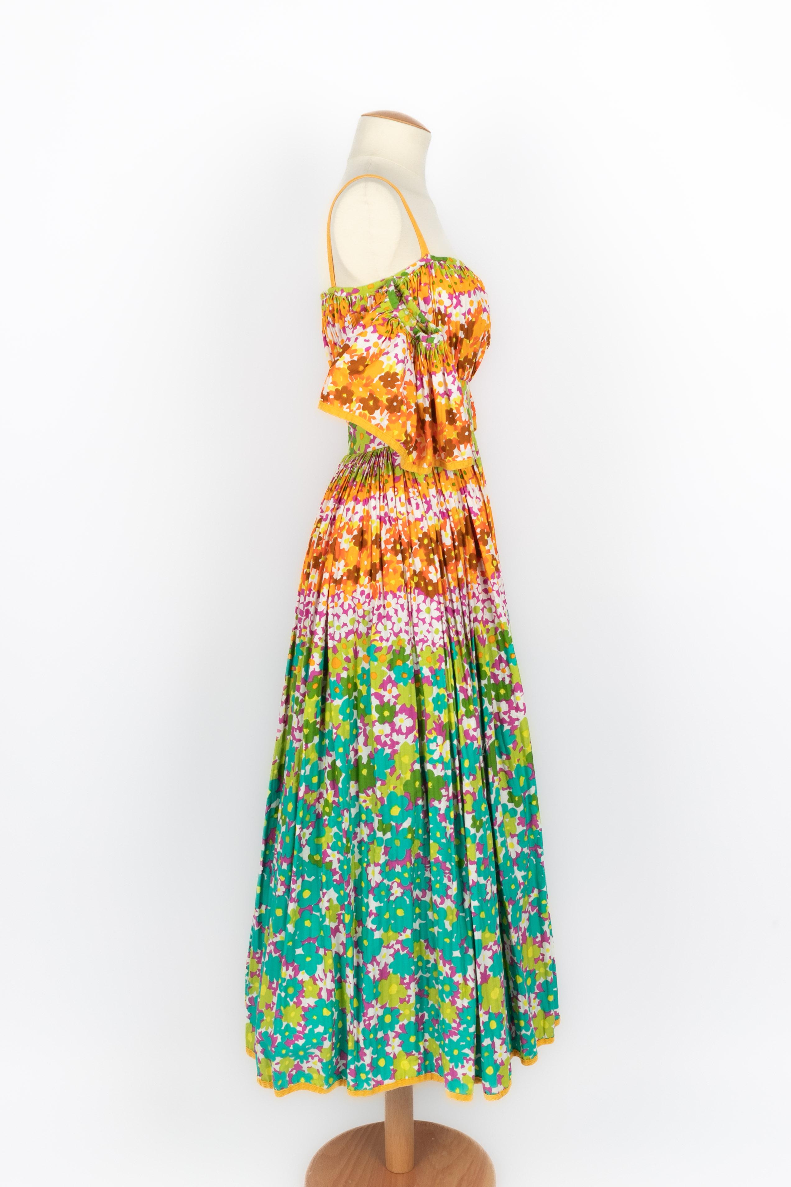 Marron Robe à fleurs Nina Ricci en vente