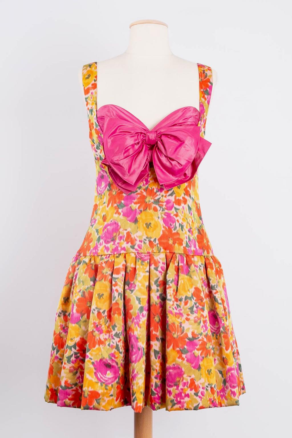 Women's Nina Ricci Flower Silk Dress and its Stole For Sale