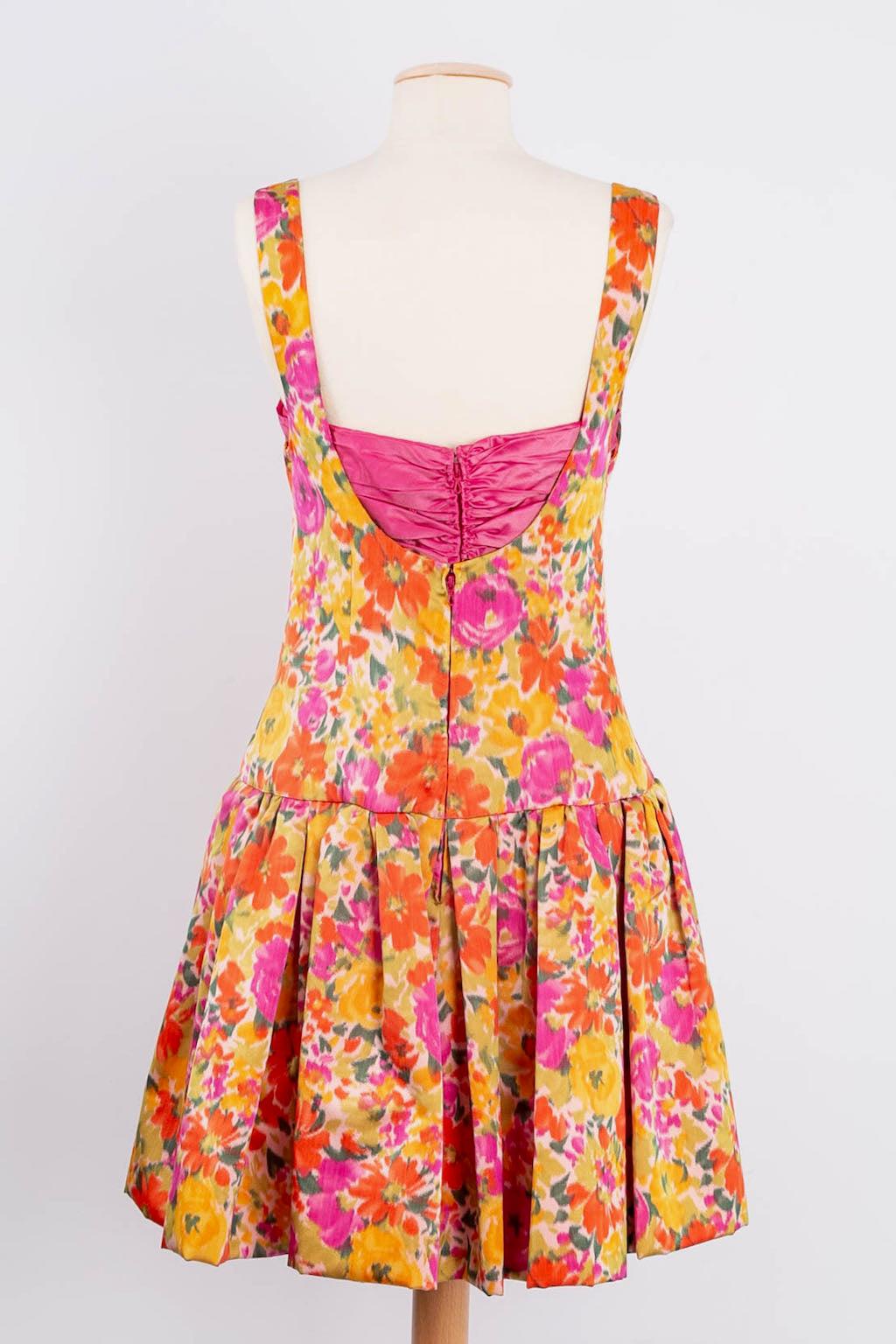 Nina Ricci Flower Silk Dress and its Stole For Sale 2