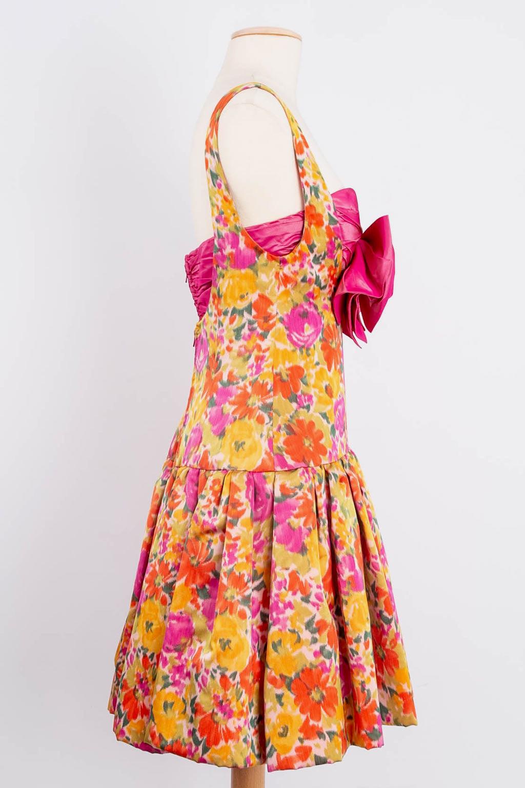 Nina Ricci Flower Silk Dress and its Stole For Sale 3