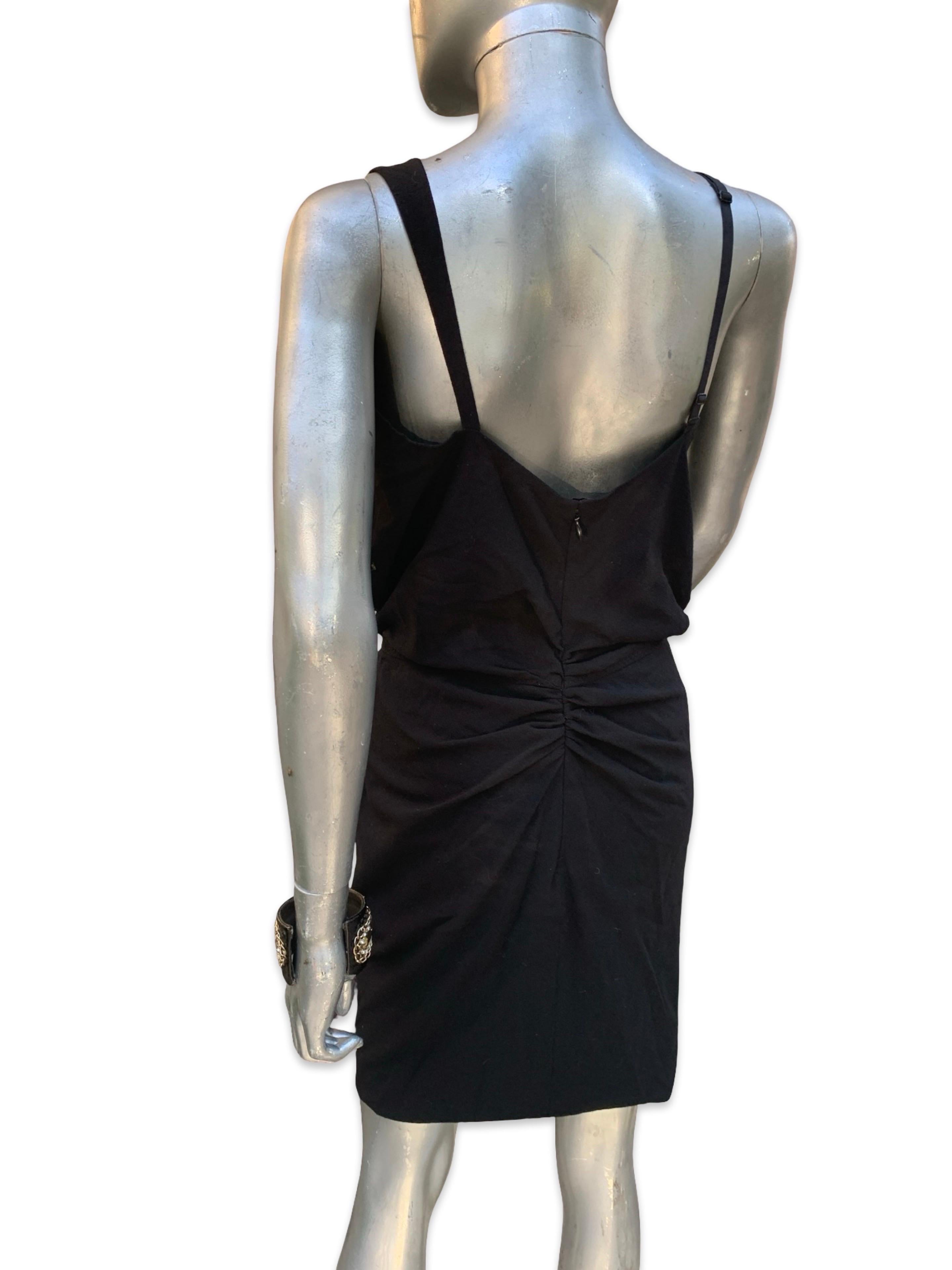 Nina Ricci France Little Black Crepe Asymmetrical Modern Draped Dress Sz 6/ EU40 en vente 6