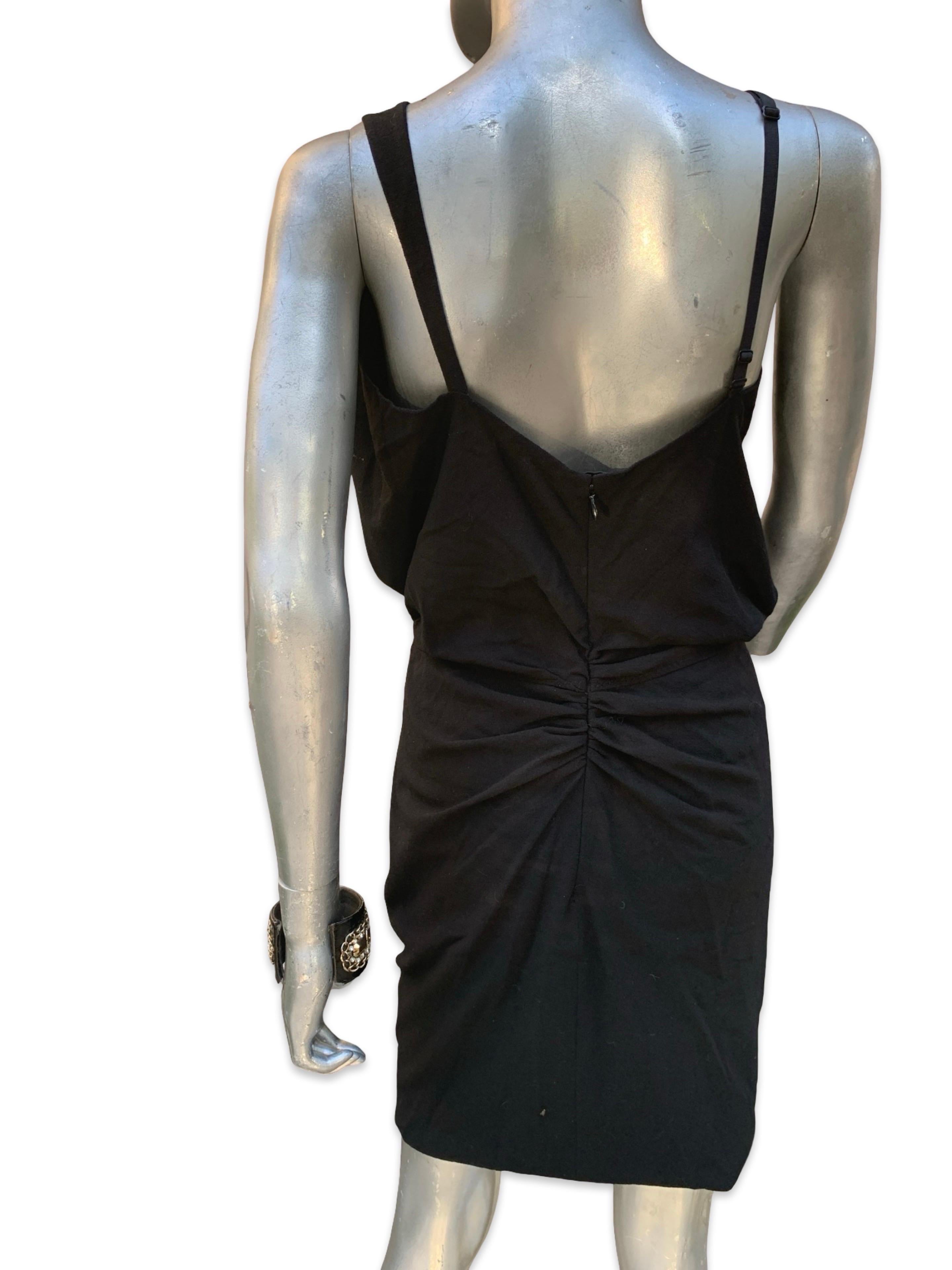 Nina Ricci France Little Black Crepe Asymmetrical Modern Draped Dress Sz 6/ EU40 en vente 7
