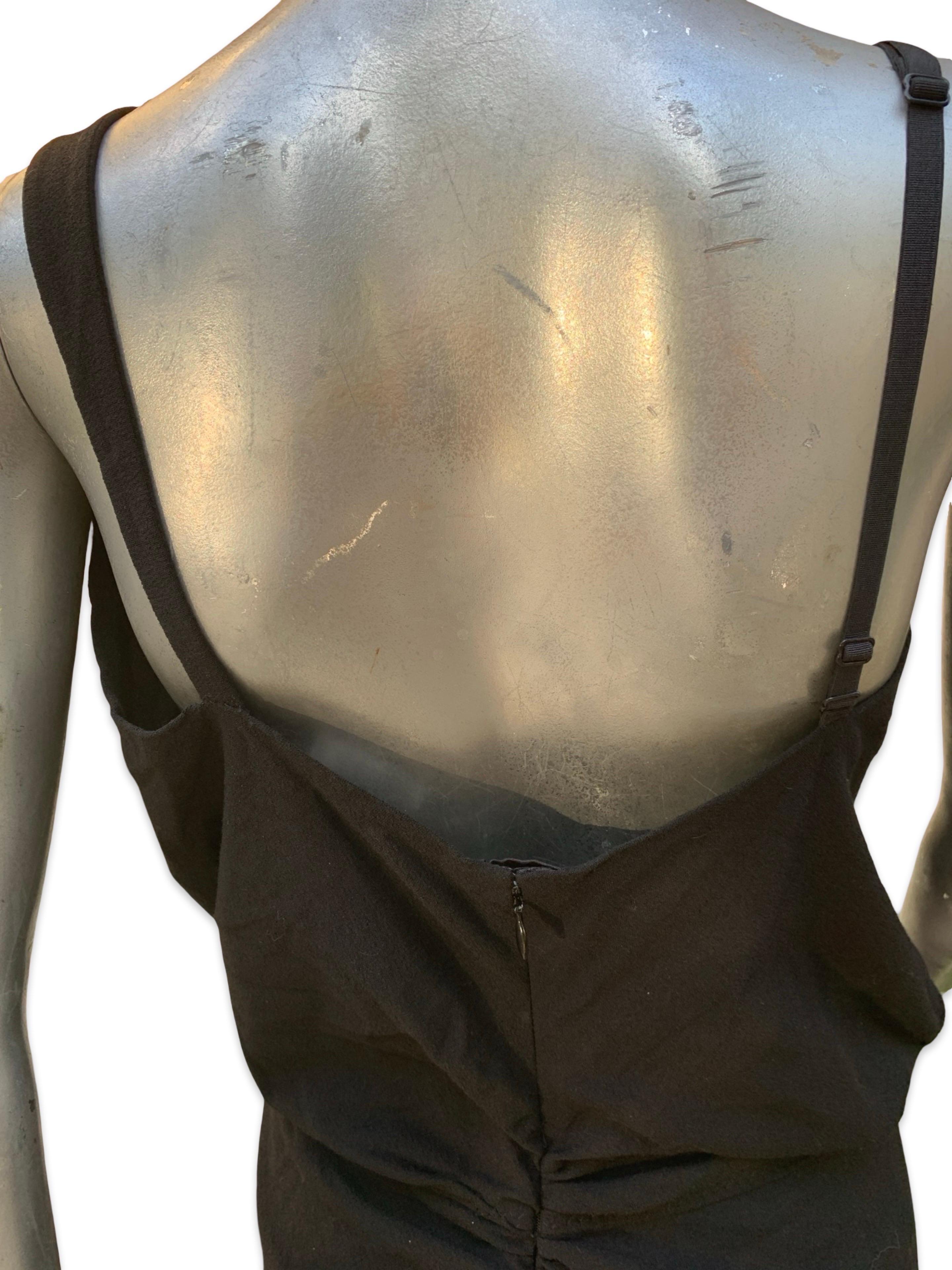 Nina Ricci France Little Black Crepe Asymmetrical Modern Draped Dress Sz 6/ EU40 en vente 10