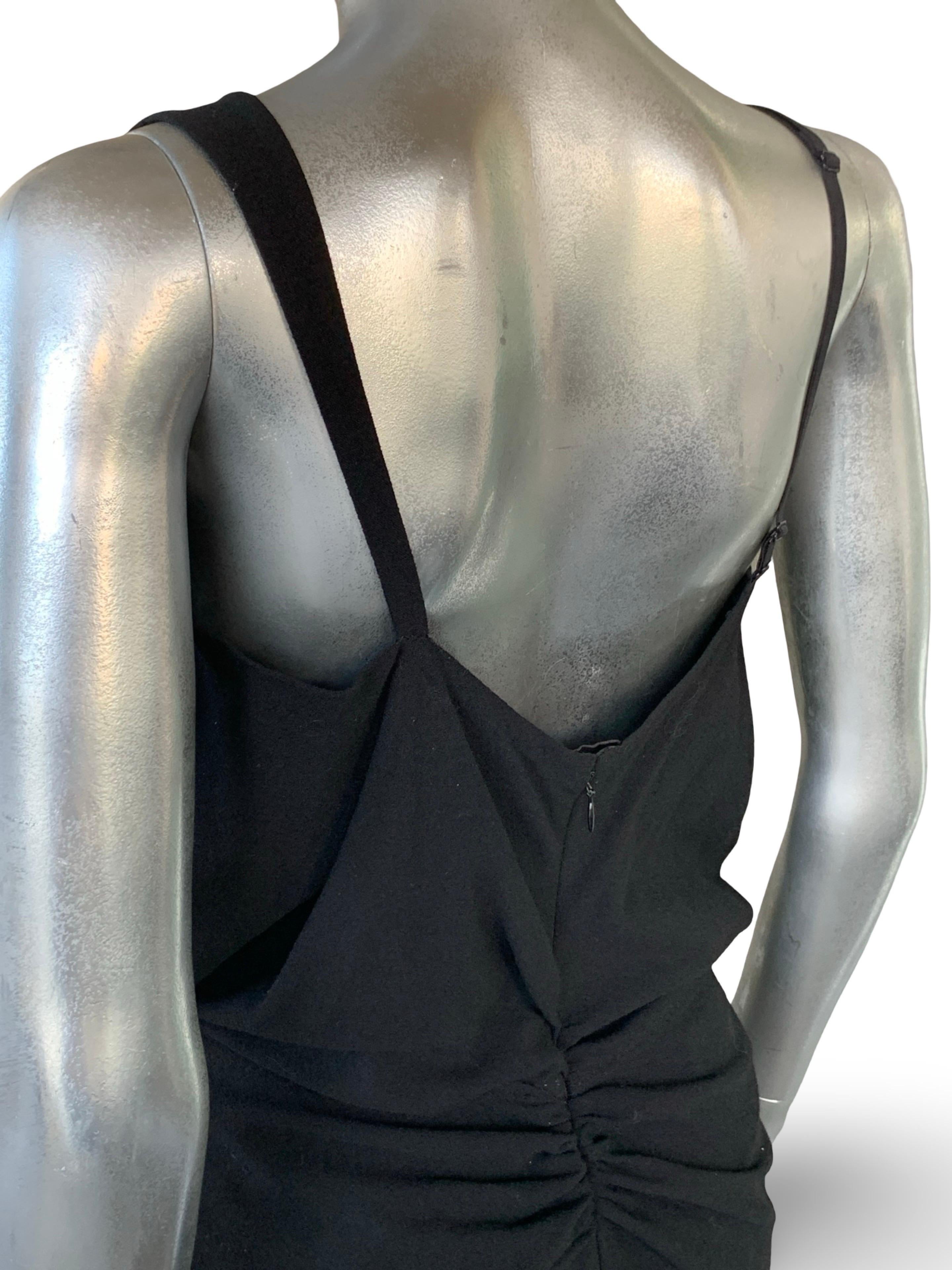 Nina Ricci France Little Black Crepe Asymmetrical Modern Draped Dress Sz 6/ EU40 en vente 11
