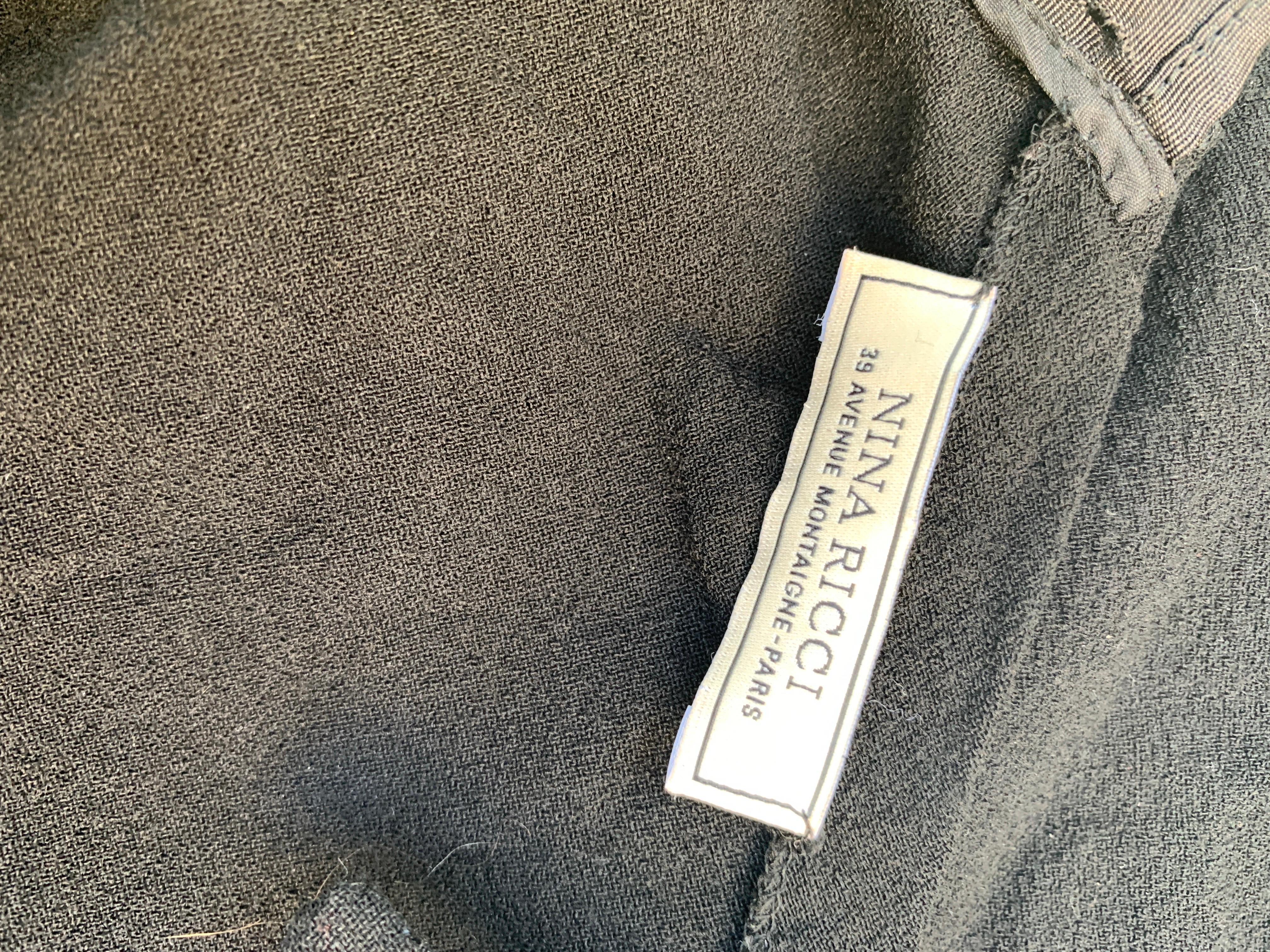 Nina Ricci France Little Black Crepe Asymmetrical Modern Draped Dress Sz 6/ EU40 en vente 12