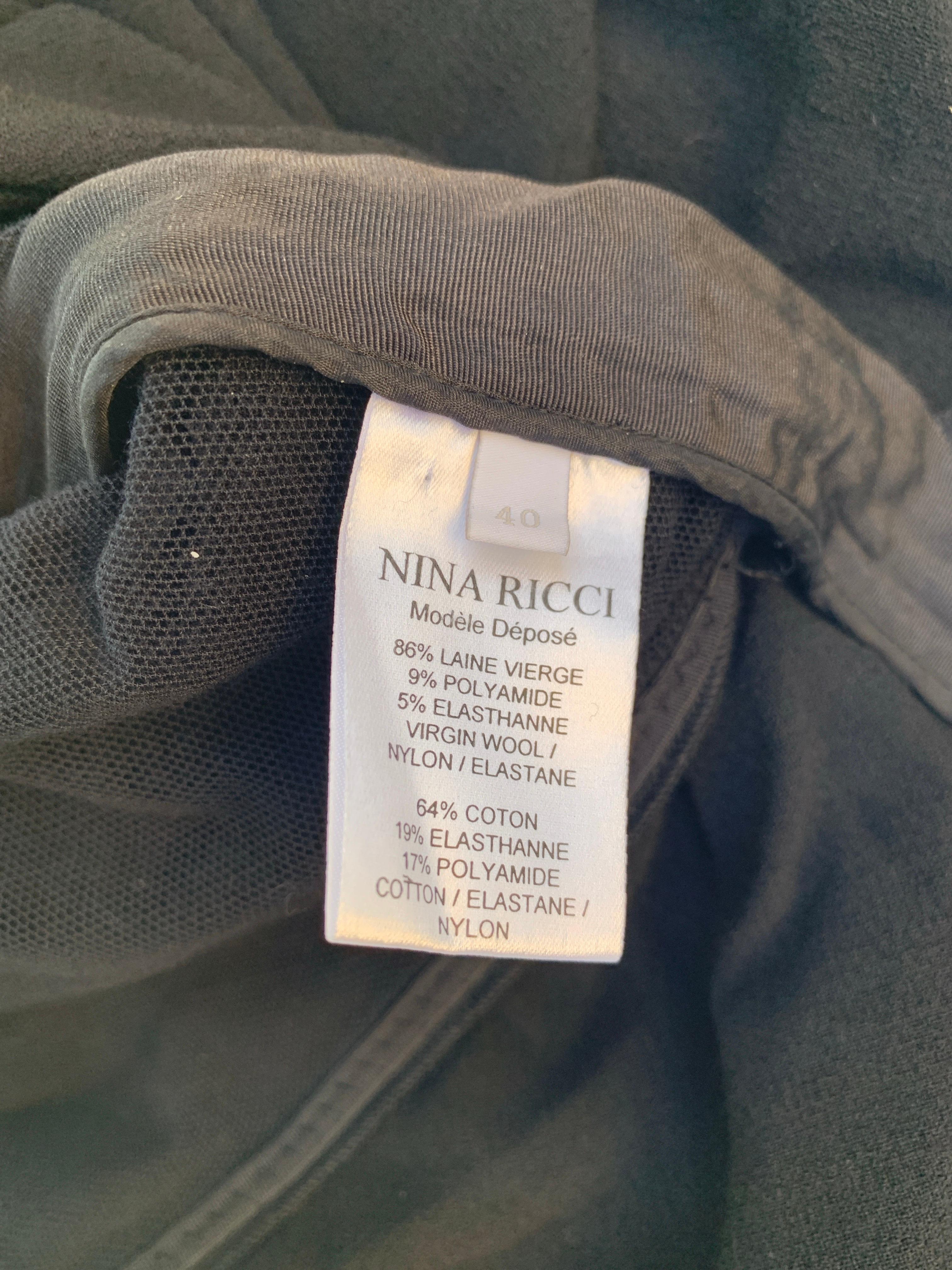 Nina Ricci France Little Black Crepe Asymmetrical Modern Draped Dress Sz 6/ EU40 en vente 13