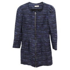 Nina Ricci Front-Zip Jacket in Navy Blue Acrylic Tweed