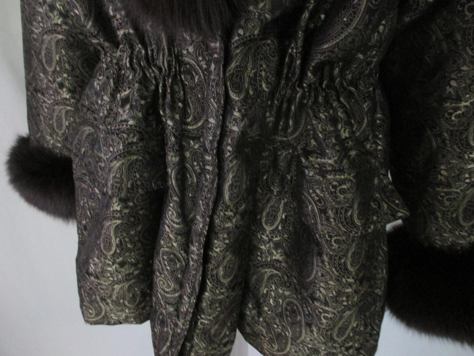 Nina Ricci Gold Green Après Ski Jacket  Fox Fur In Excellent Condition In Amsterdam, NL