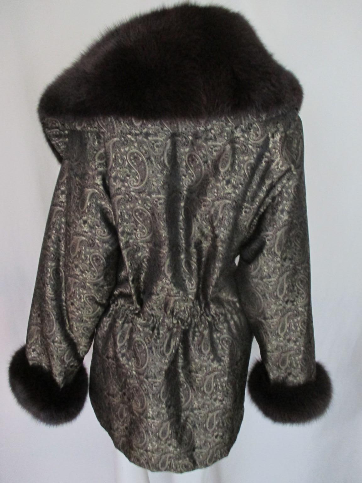 Nina Ricci Gold Green Après Ski Jacket  Fox Fur 2