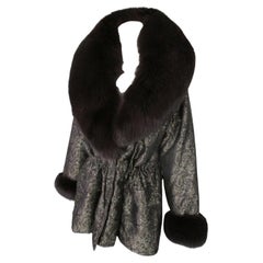 Goldgrüne Aprs-Skijacke von Nina Ricci Fuchsfell