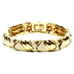 Nina Ricci Gold Plated and Cream Enamel Link Bracelet