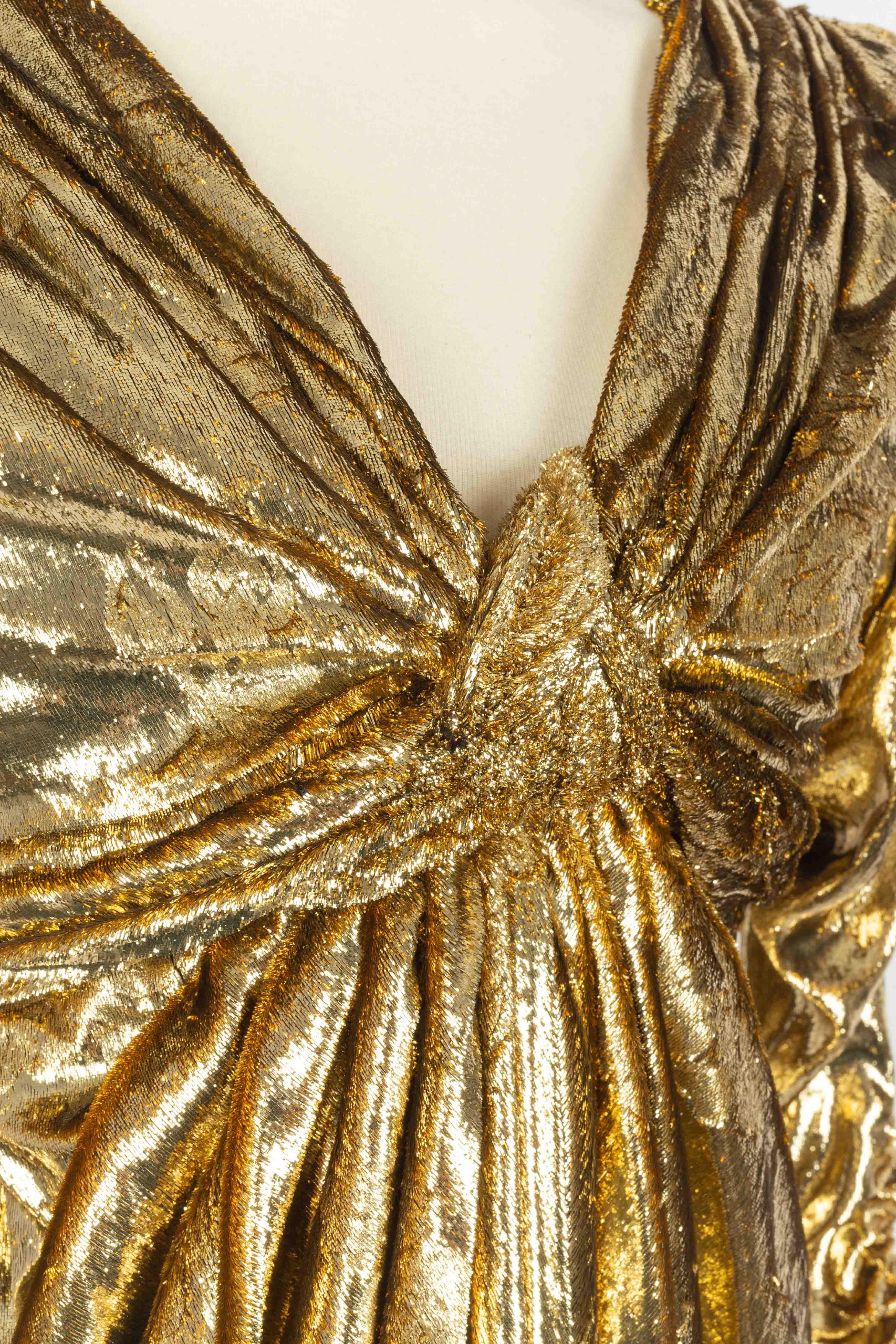 Abito dorato Nina Ricci Haute Couture In condizioni ottime in vendita a SAINT-OUEN-SUR-SEINE, FR