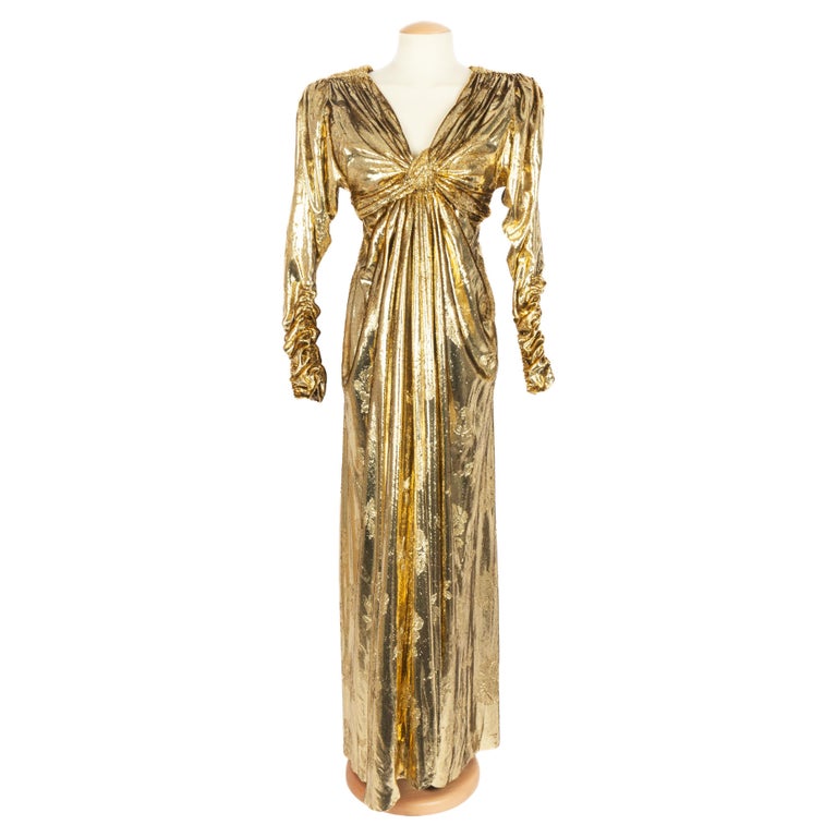 Nina Ricci golden dress Haute Couture For Sale at 1stDibs