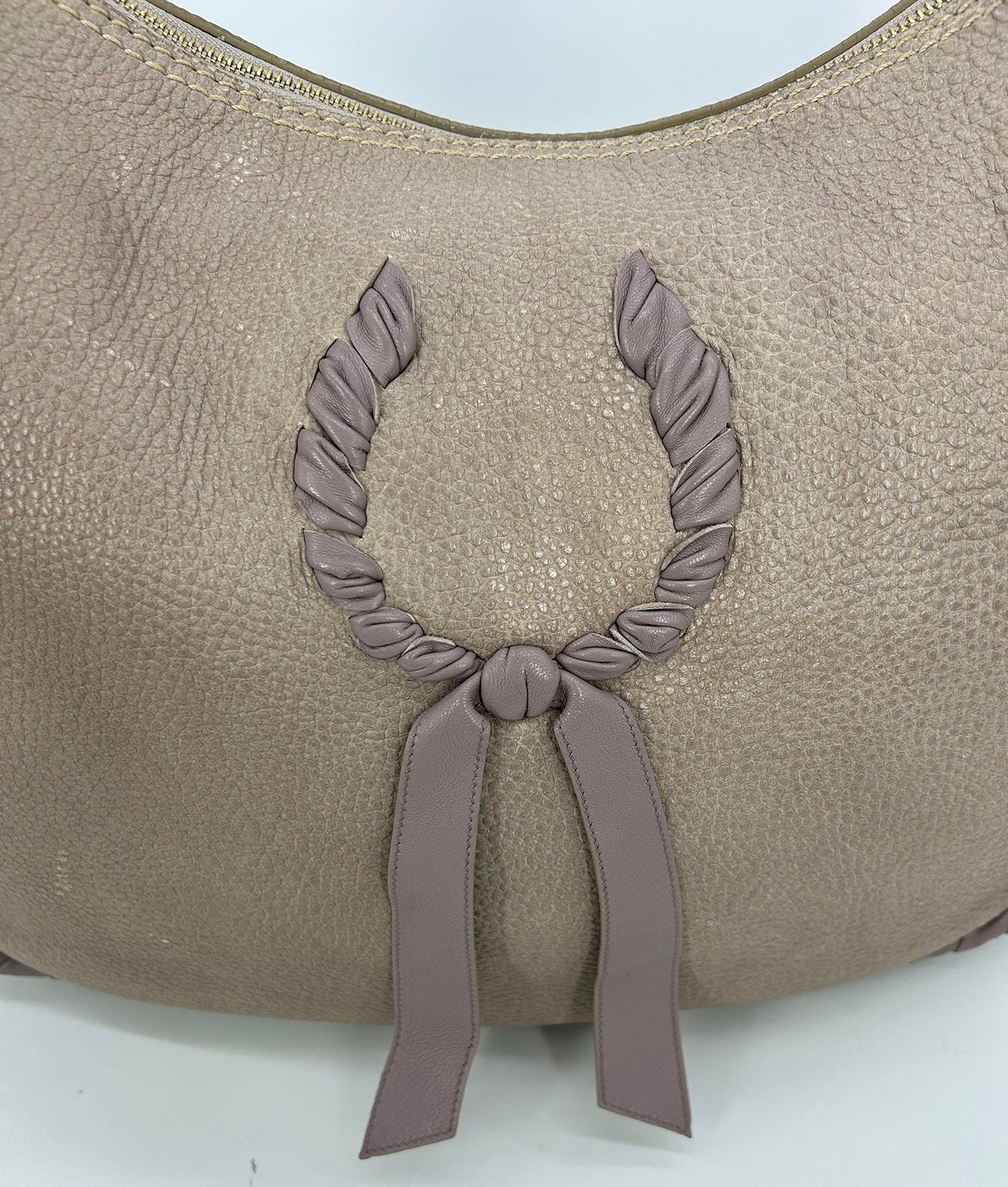 Nina Ricci Gray Leather Hobo Shoulder Bag For Sale 5
