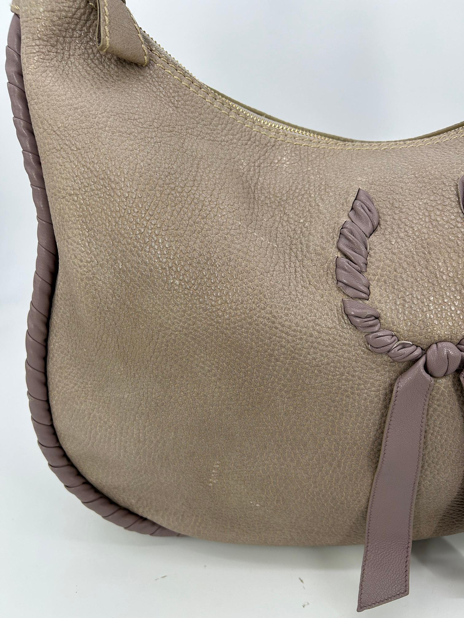 Nina Ricci Gray Leather Hobo Shoulder Bag For Sale 6