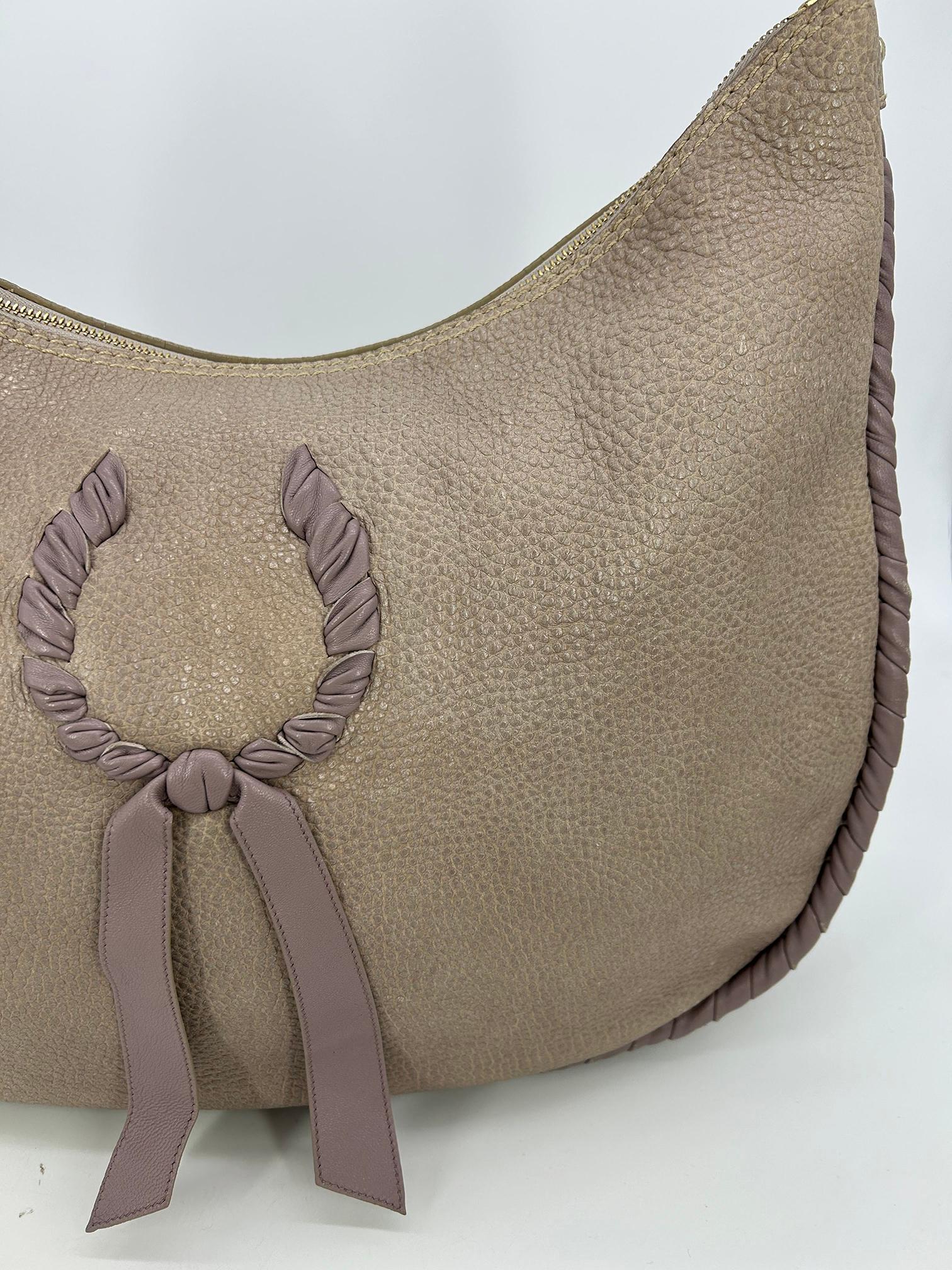 Nina Ricci Gray Leather Hobo Shoulder Bag For Sale 7