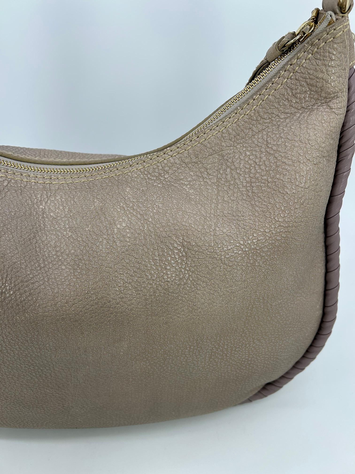 Nina Ricci Gray Leather Hobo Shoulder Bag For Sale 8