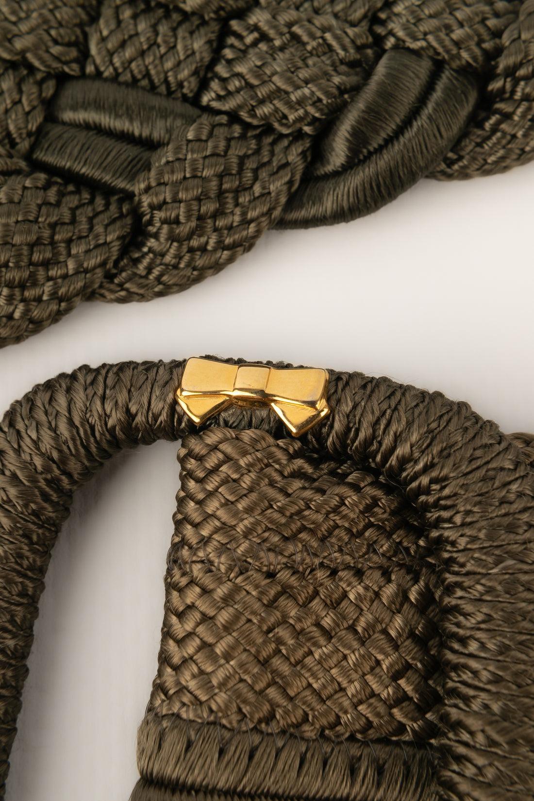 Black Nina Ricci Green Braided Belt For Sale