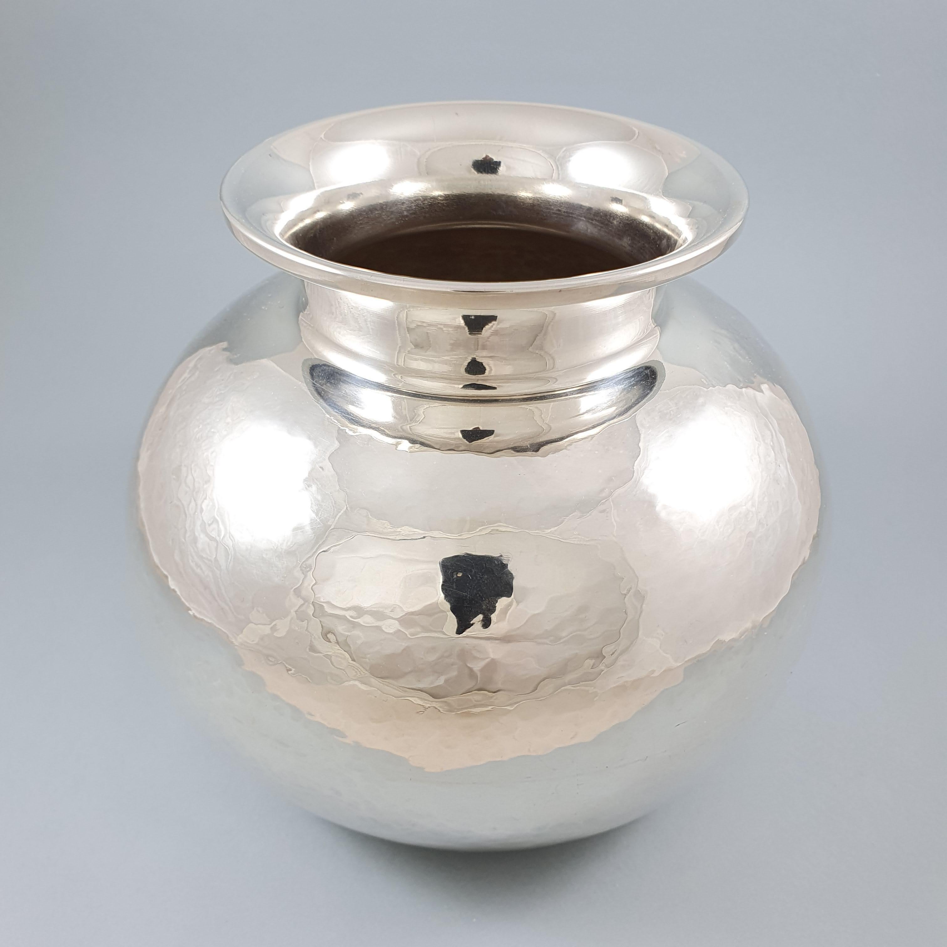 French Nina Ricci hammered Sterling Silver vase