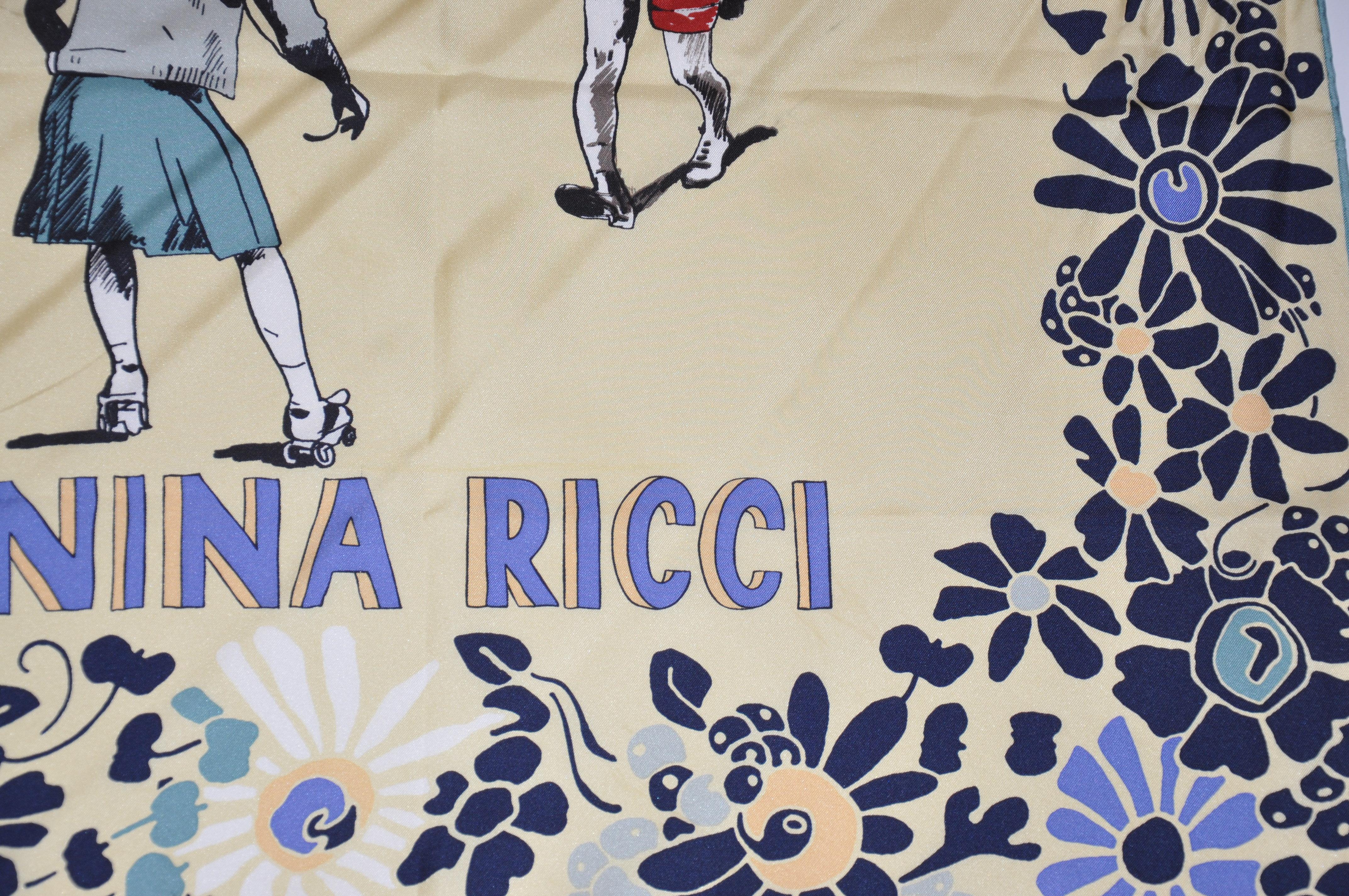 Nina Ricci - Écharpe en soie « Happy Family » (Femme heureuse) en vente 1