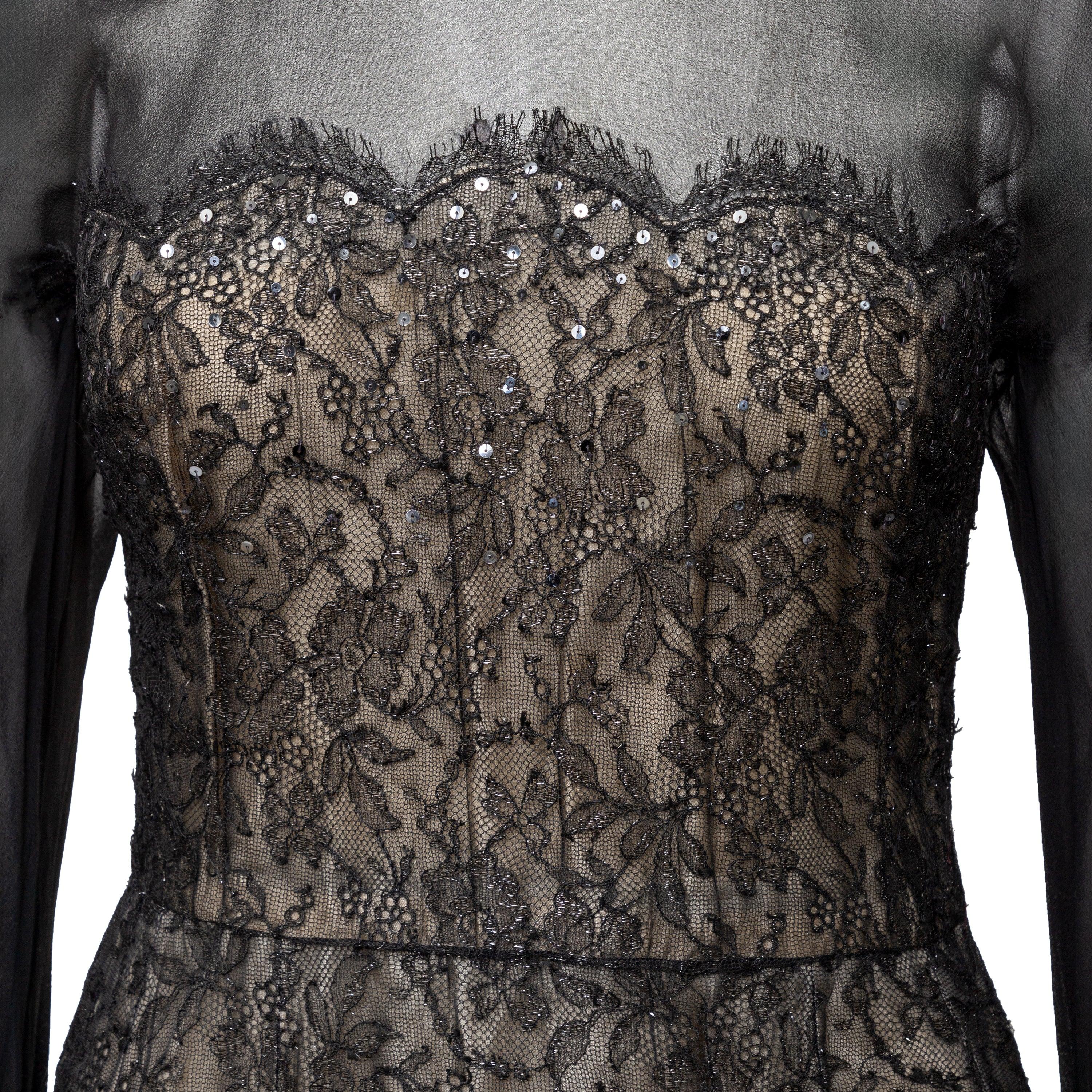 Nina Ricci Haute Boutique Chiffonkleid - 70er Jahre Damen im Angebot