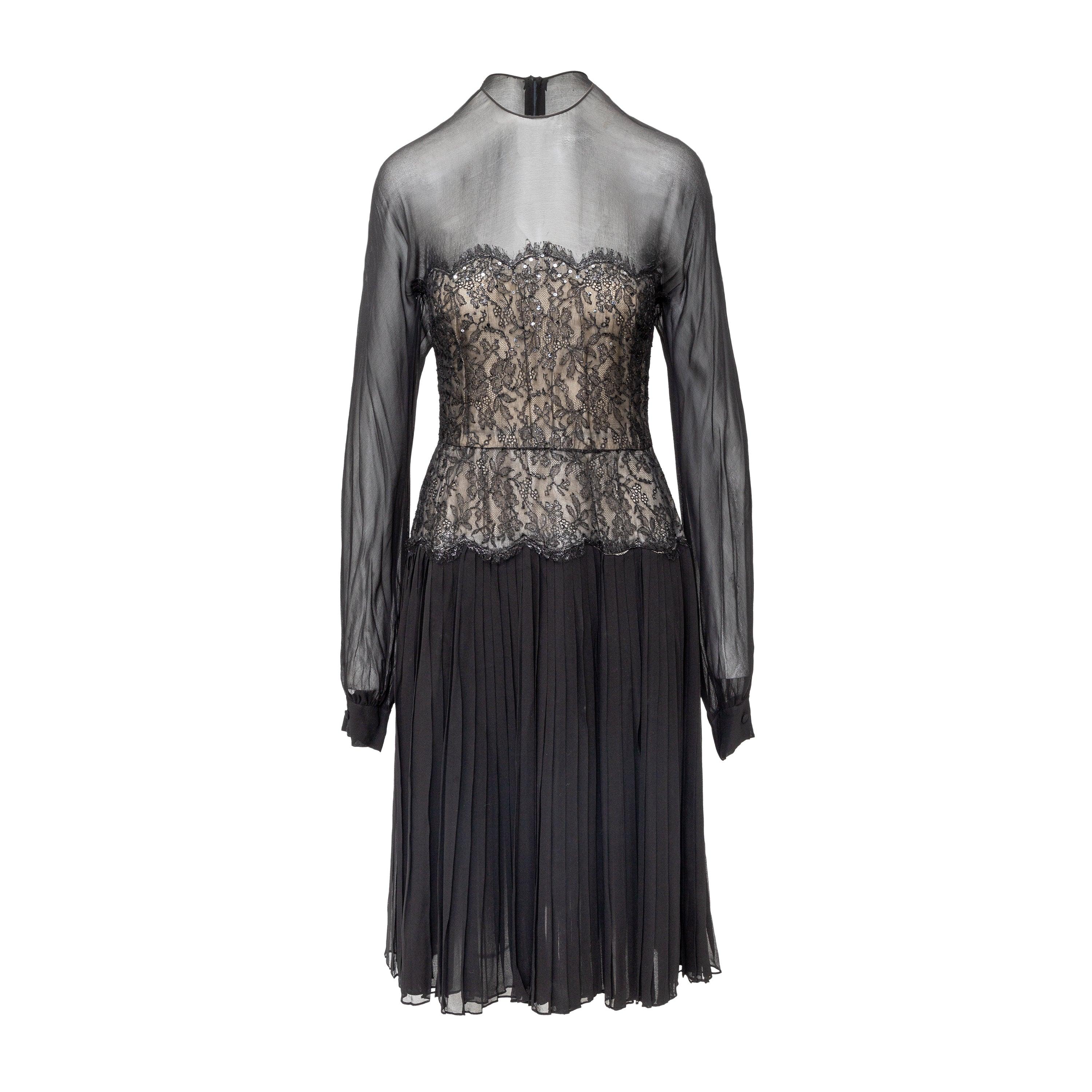 Nina Ricci Haute Boutique Chiffonkleid - 70er Jahre im Angebot