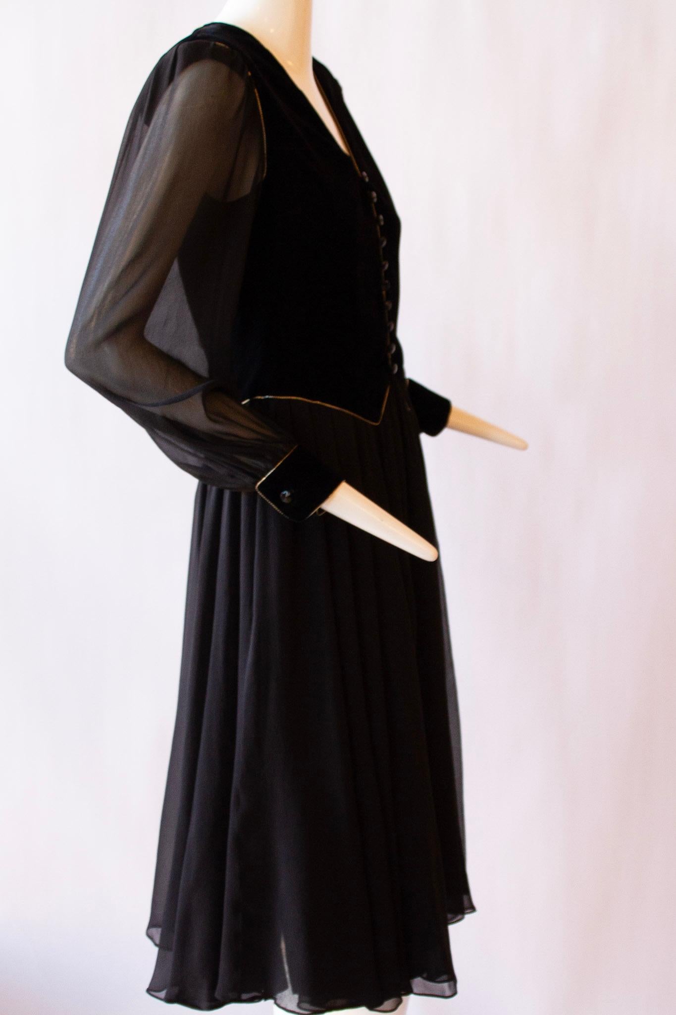 NINA RICCI Haute Boutique Paris Black Dress, Circa 1990s For Sale 6
