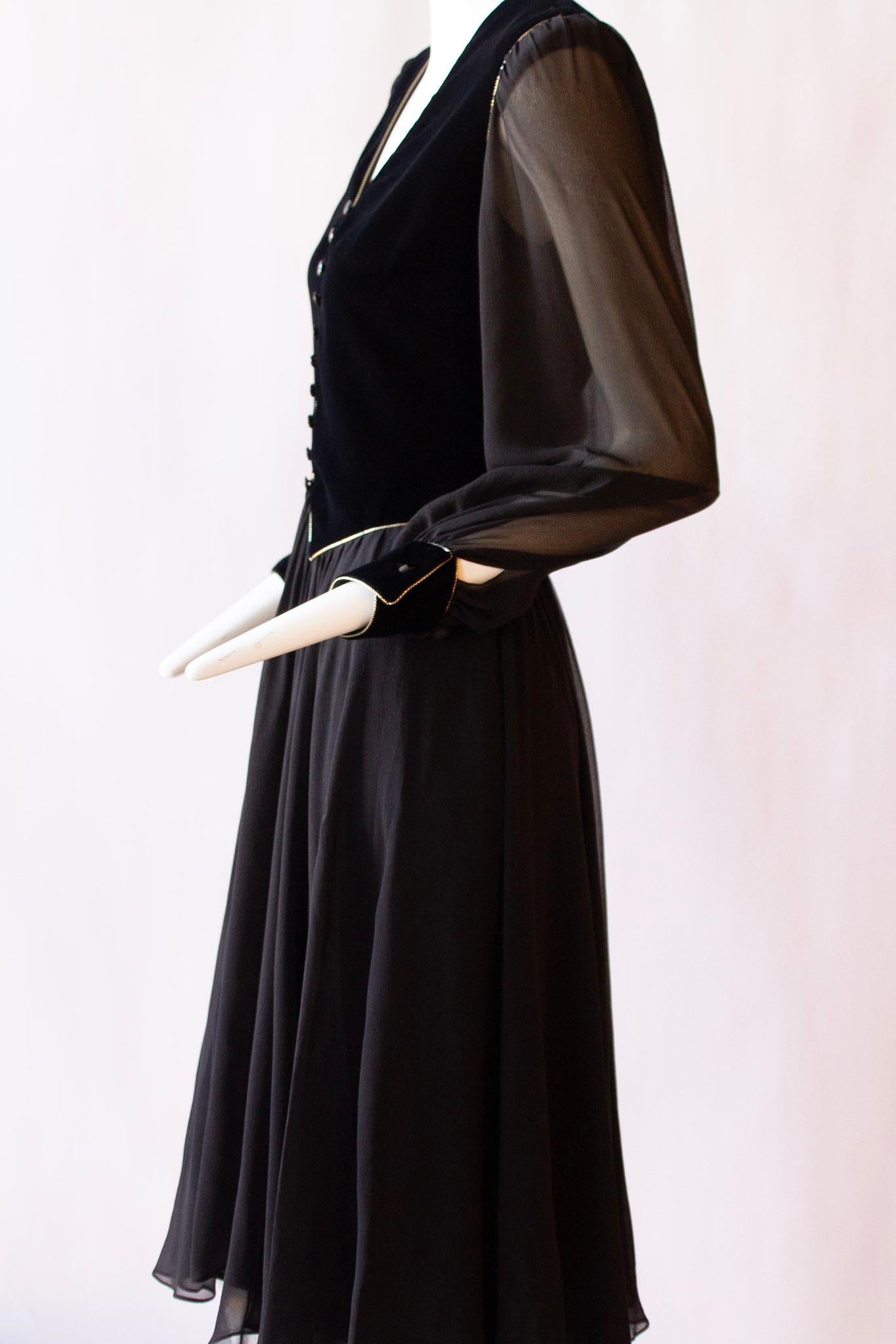 NINA RICCI Haute Boutique Paris Black Dress, Circa 1990s For Sale 2