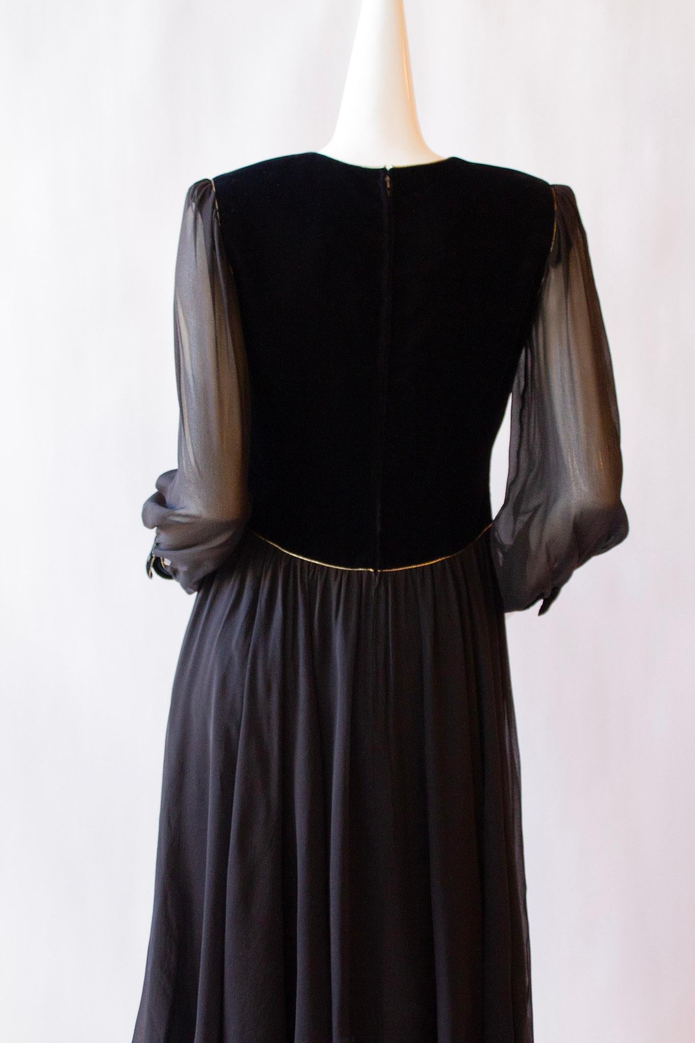 NINA RICCI Haute Boutique Paris Black Dress, Circa 1990s For Sale 4