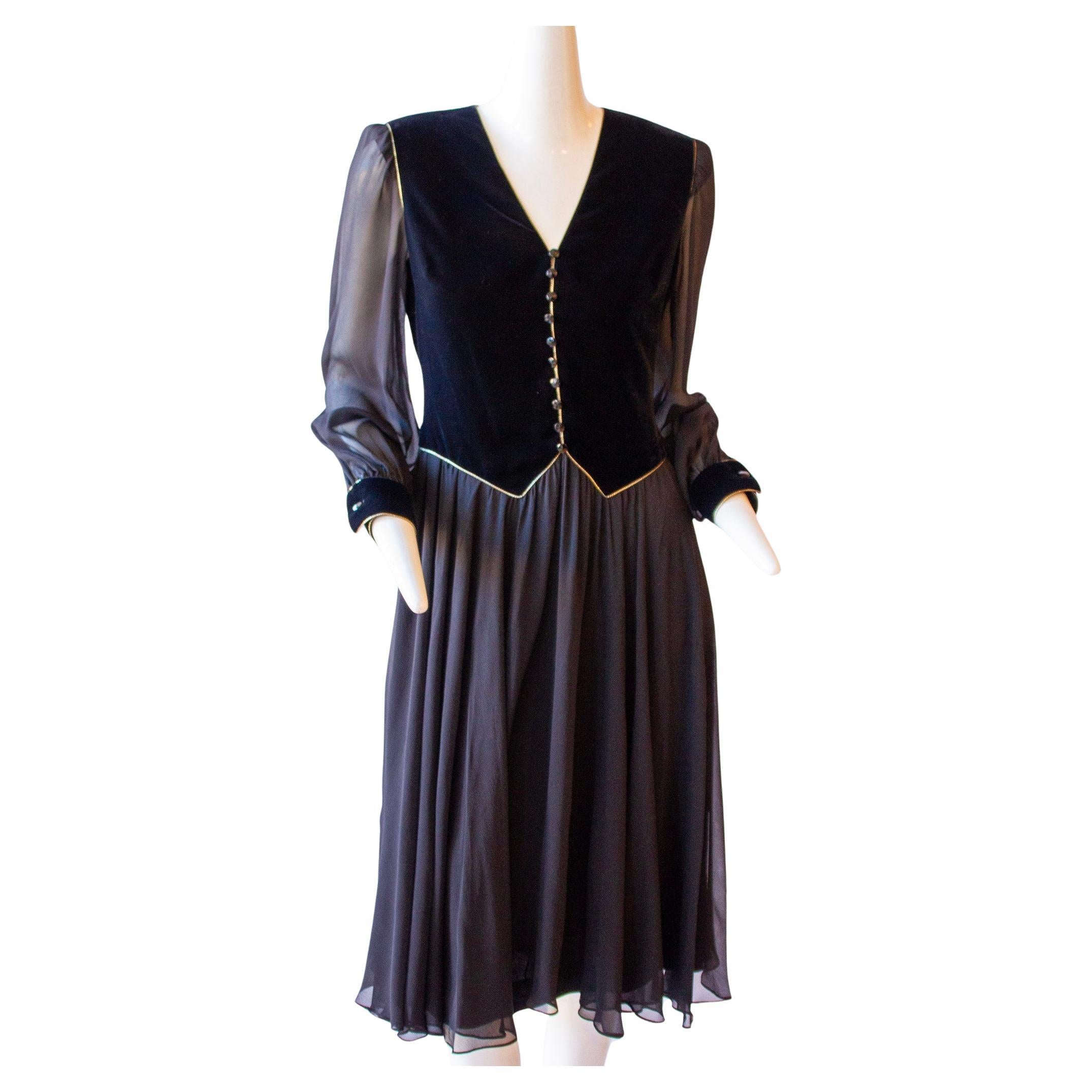 NINA RICCI Haute Boutique Paris Black Dress, Circa 1990s For Sale