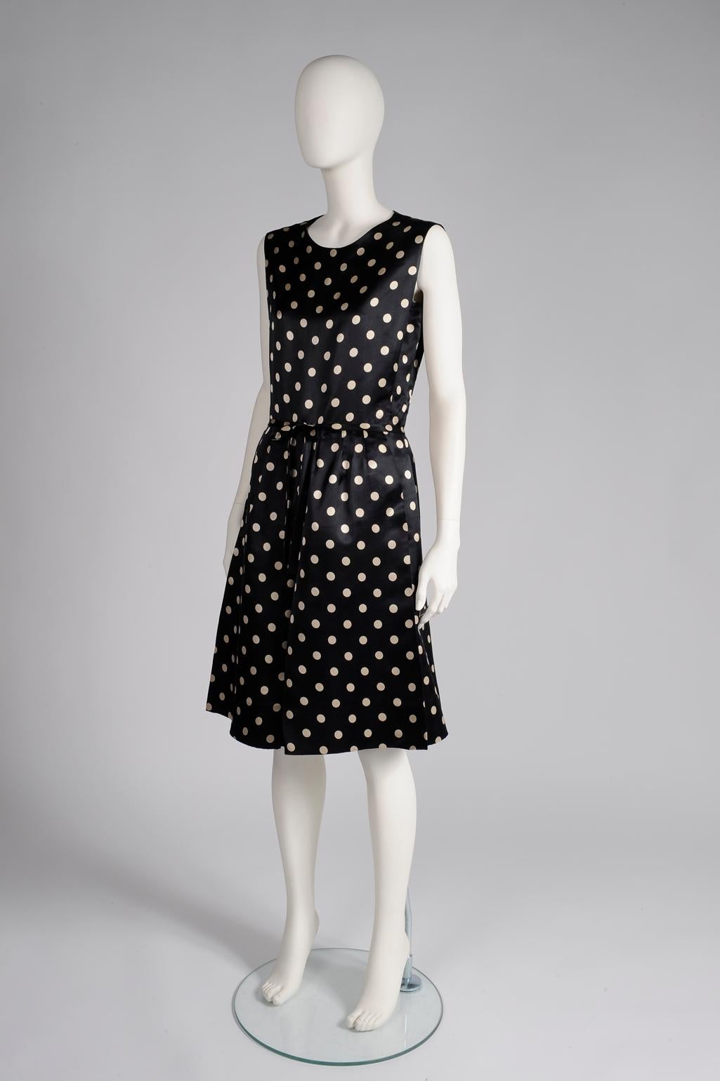 Nina Ricci Haute Couture Polka Dot Dress and Coat Ensemble For Sale at ...