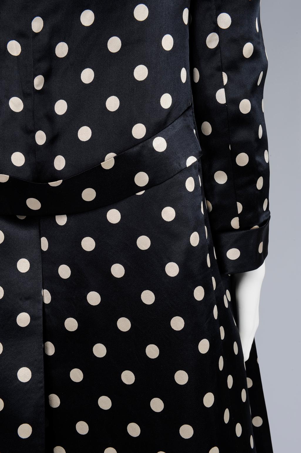 Nina Ricci Haute Couture Polka Dot Dress & Coat Ensemble  In Good Condition For Sale In Geneva, CH
