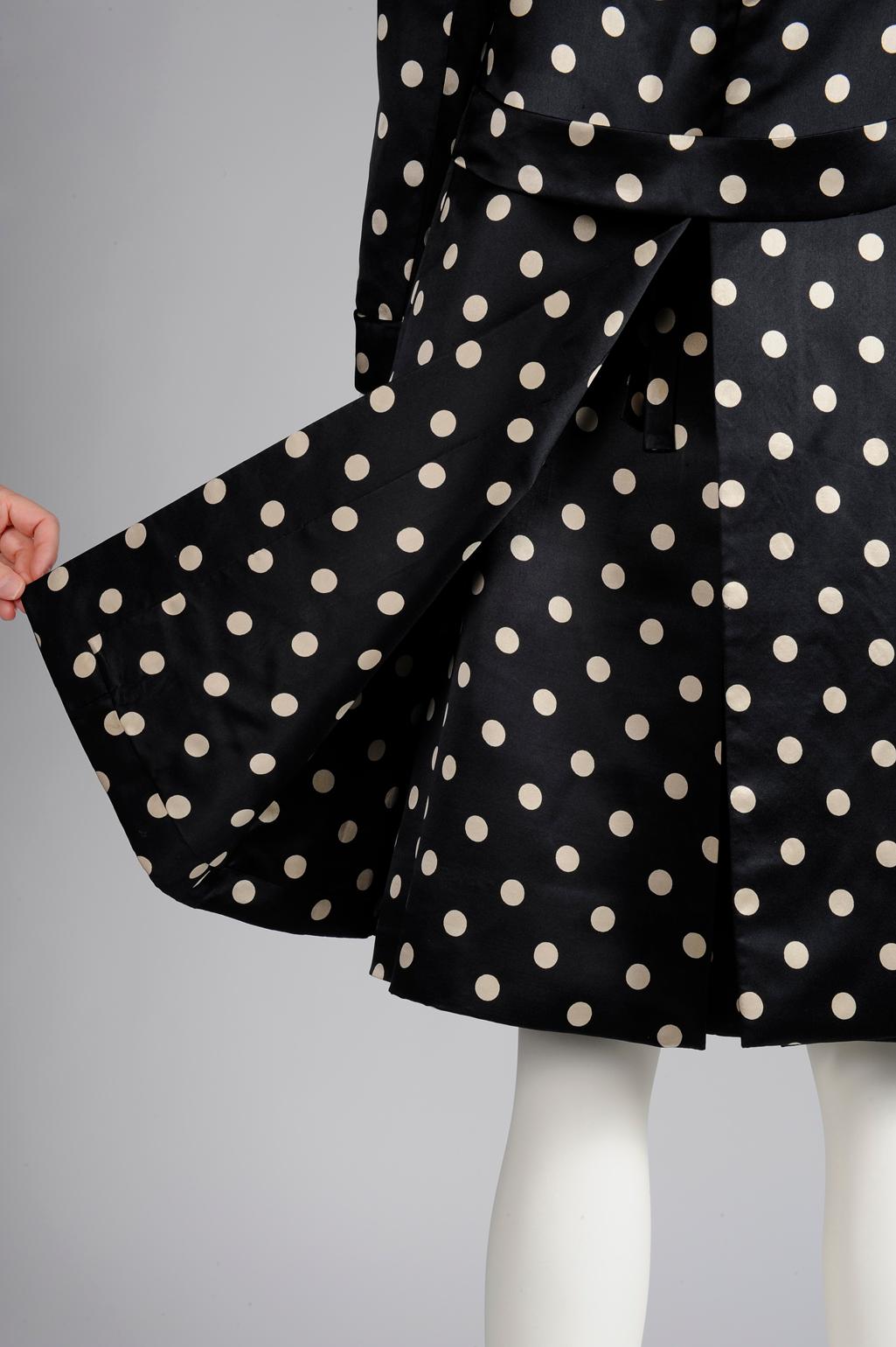Women's Nina Ricci Haute Couture Polka Dot Dress & Coat Ensemble  For Sale