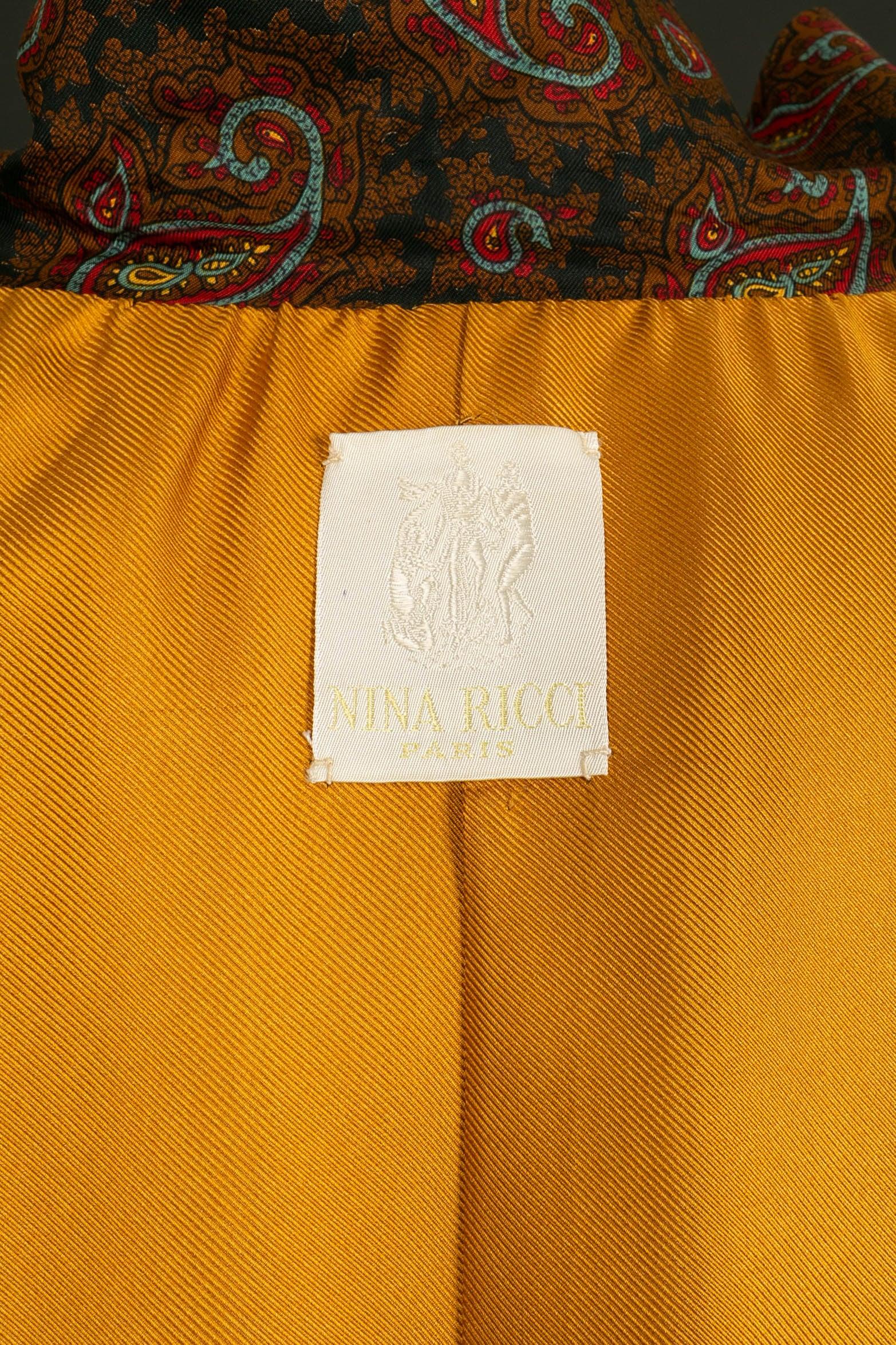 Nina Ricci Haute Couture Set aus Kleid, Gürtel und bedruckter Seidenjacke im Angebot 9