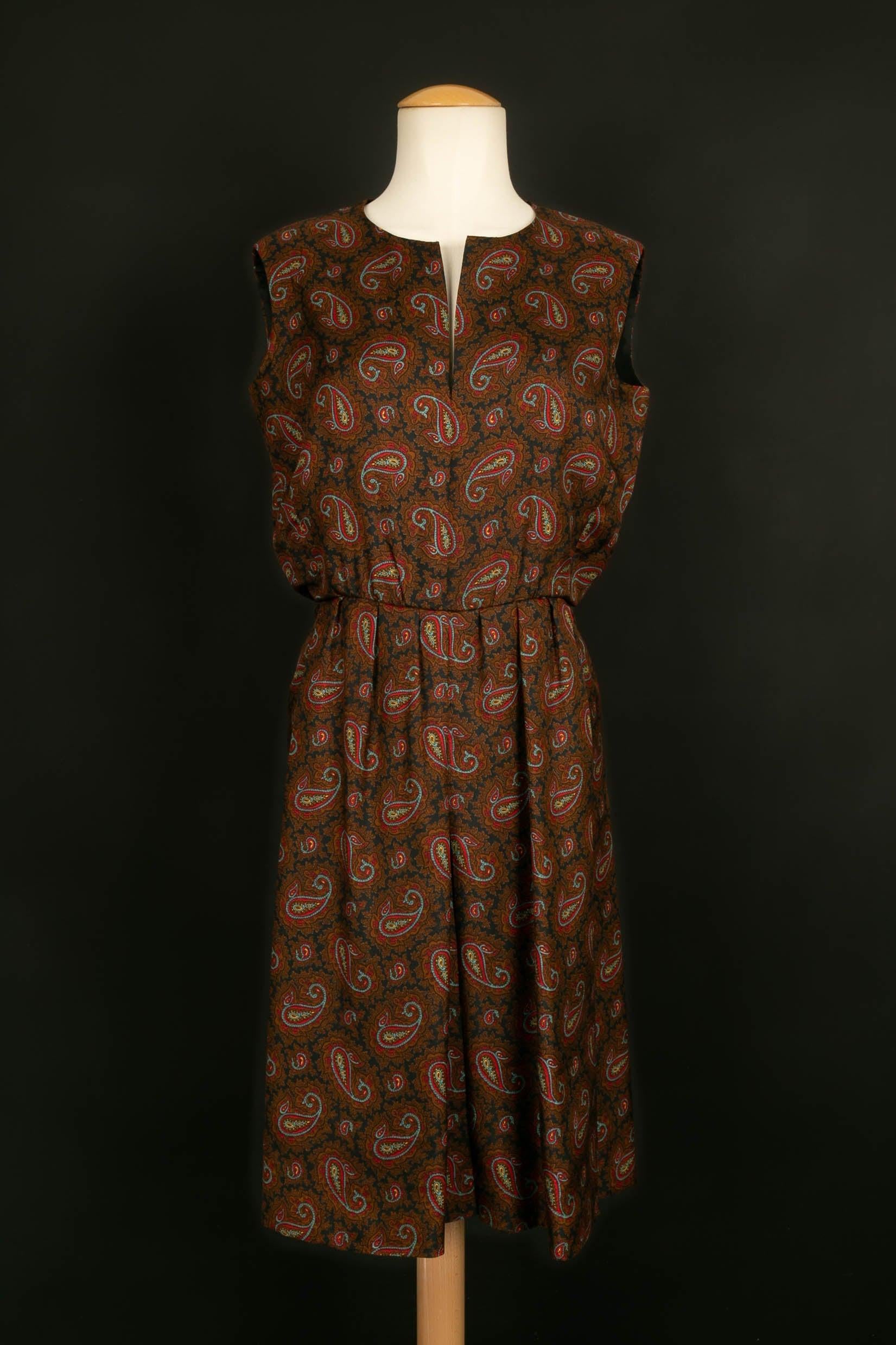 Nina Ricci Haute Couture Set of Dress, Belt and Printed Silk Jacket For Sale 3