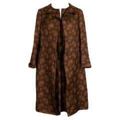 Ensemble haute couture Nina Ricci avec robe, ceinture et veste en soie imprimée